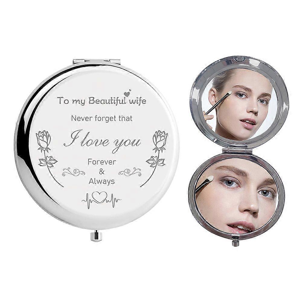 304 Stainless Steel Customization Mirror Flat Round with Word Rose Pattern 7x6.5cm