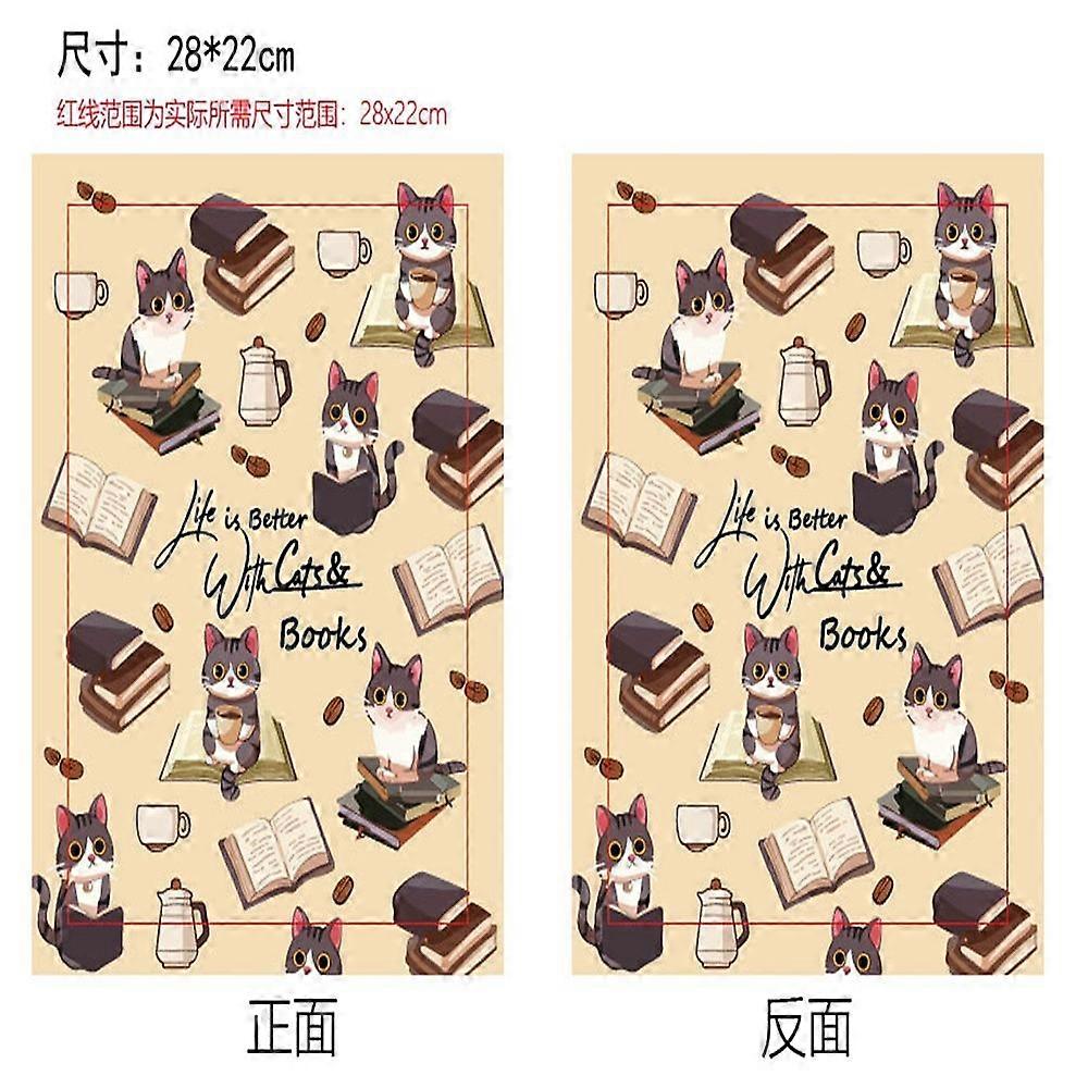 Cloth Book Cover Notebook Wraps Rectangle Cat Shape 280x220mm