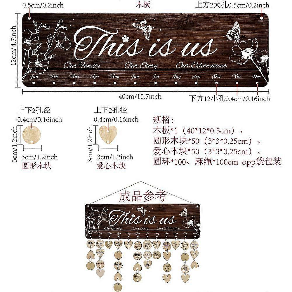 Wood Hanging Board with Hemp Rope for Birthday Party Decoration Rectangle with Word Flower 120x400x5mm