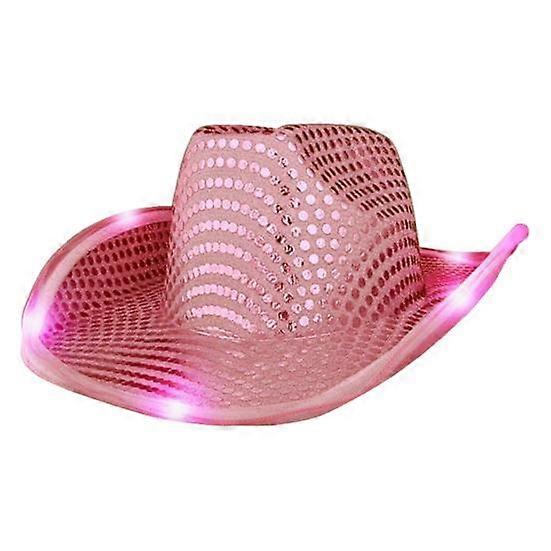 כובע קאובוי עם תאורת LED בסגנון רטרו מערבי, שמשיה זוהרת ב-5 צבעים זמינים