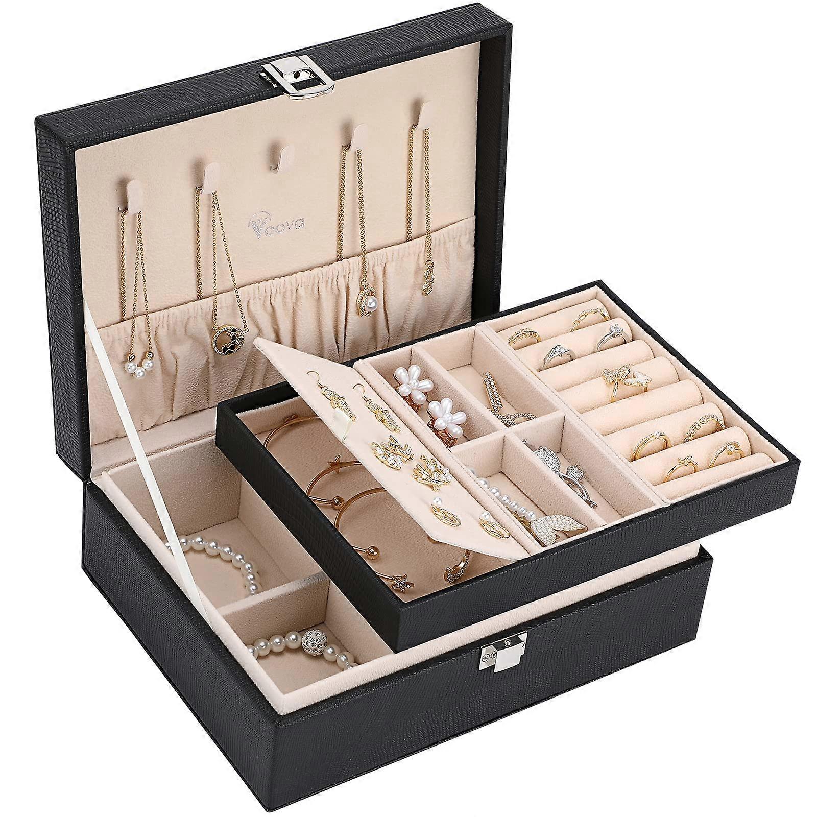 Large Jewelry Box Storage Box Organization 2 Layer
