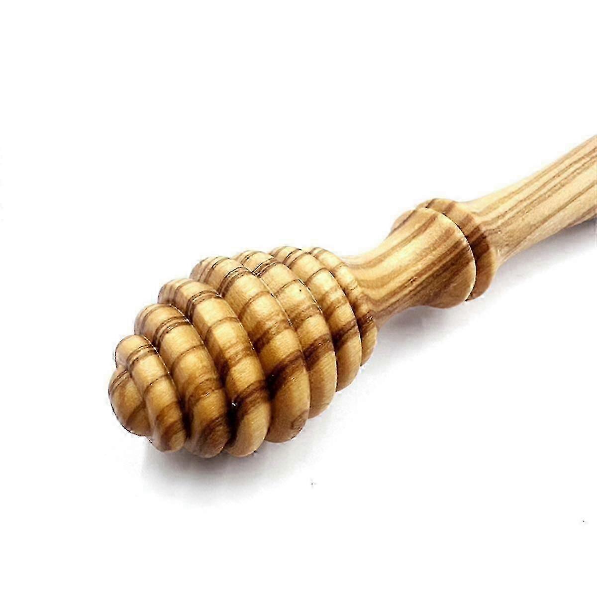 Olive Wood Honey Dispenser 2Pcs- Wooden Honey Dipper Set compatible with Controlled Drizzling - Eco-Friendly Ho