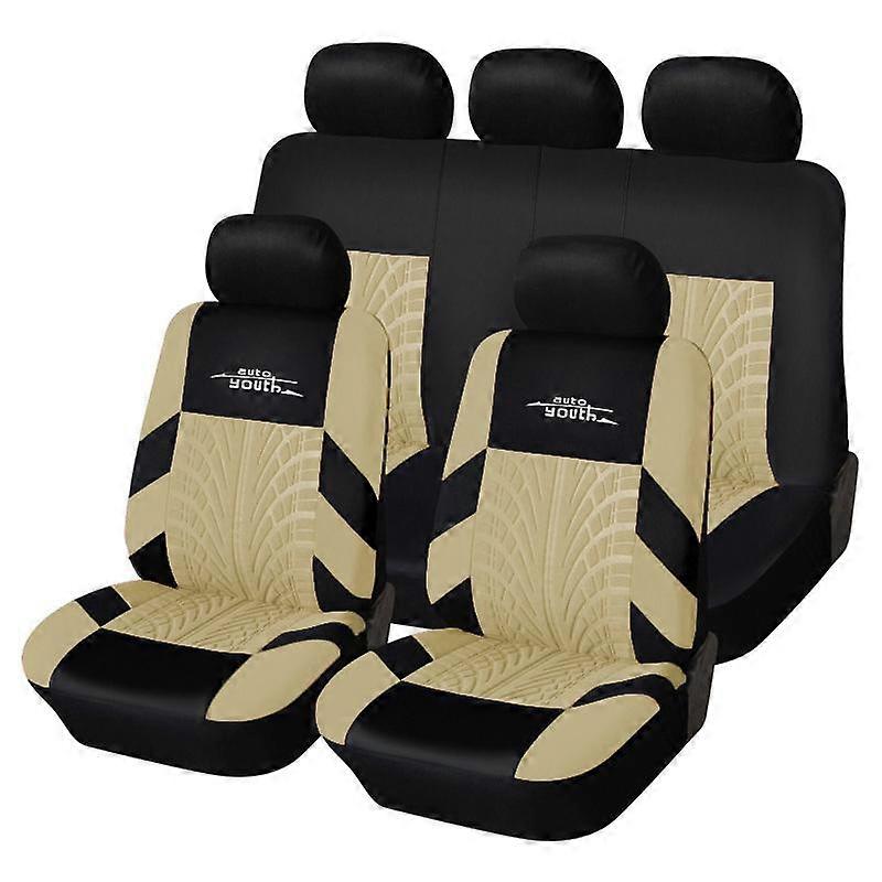 4 Colour Track Detail Style Car Seat Covers Set Polyester Fabric Universal Fits Most Cars