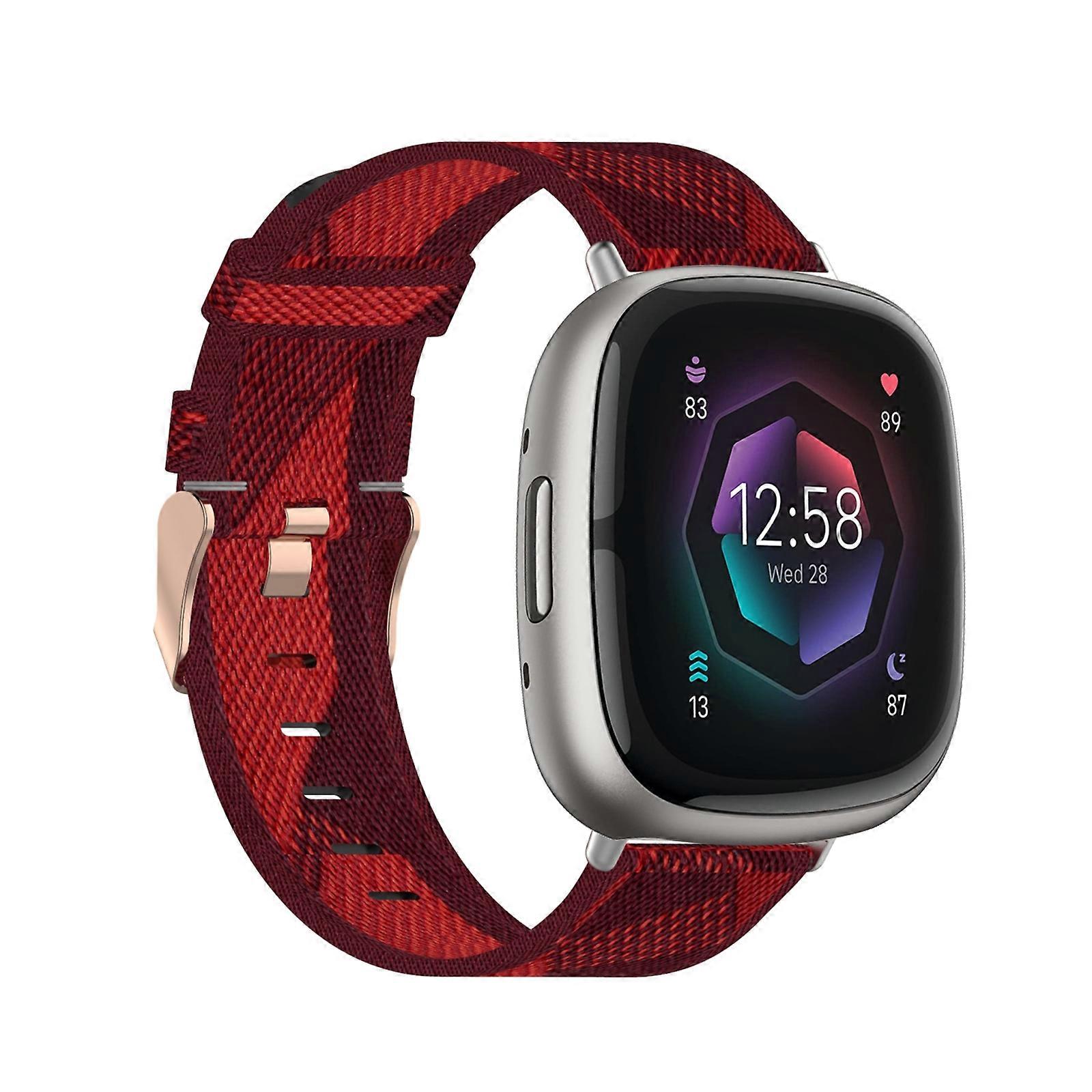For Fitbit Sense Nylon Weave Canvas Watch Band