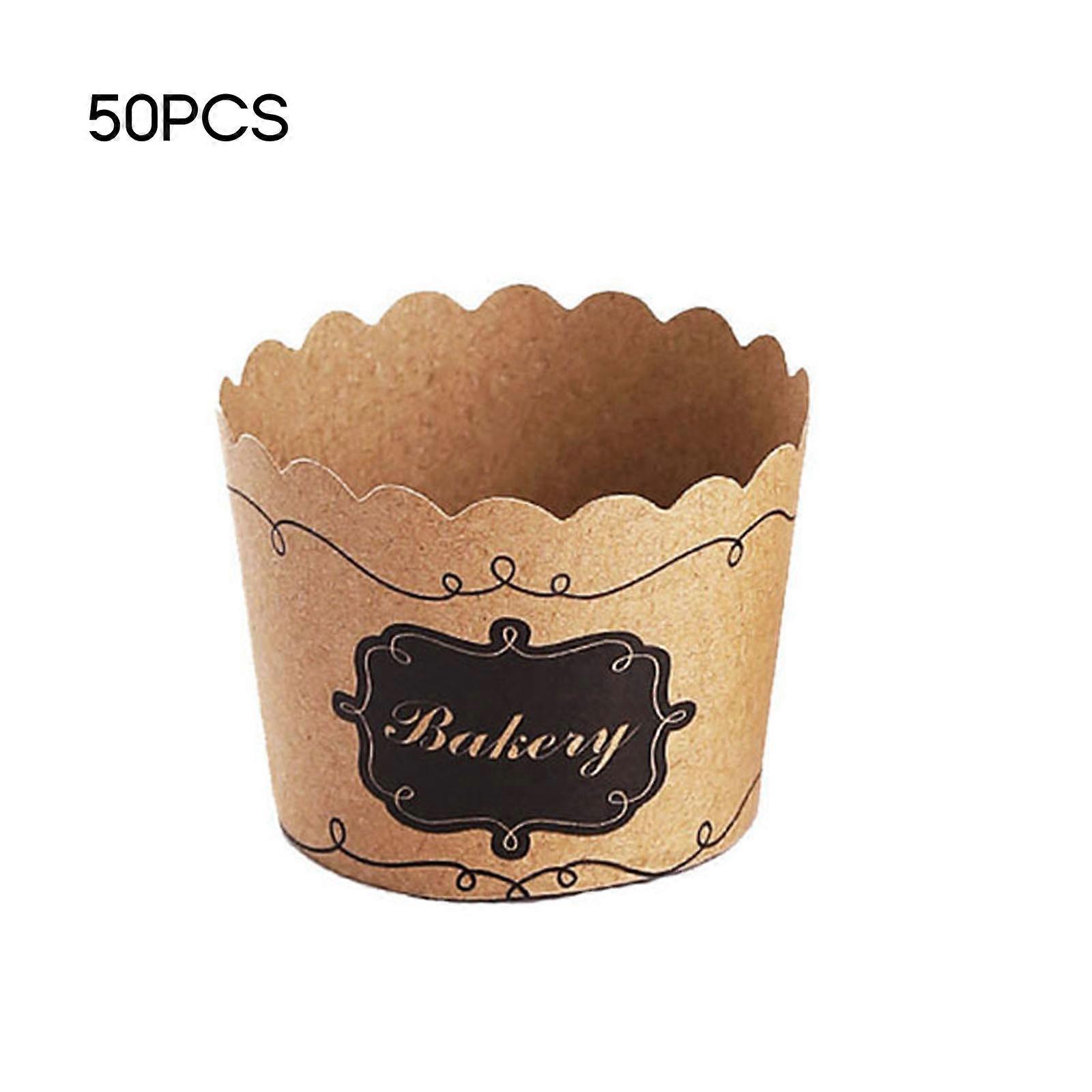50stk muffin cupcake liners papirkopper krafts papir indpakning bryllup kage form bagekop sæt bagefest tilbehør