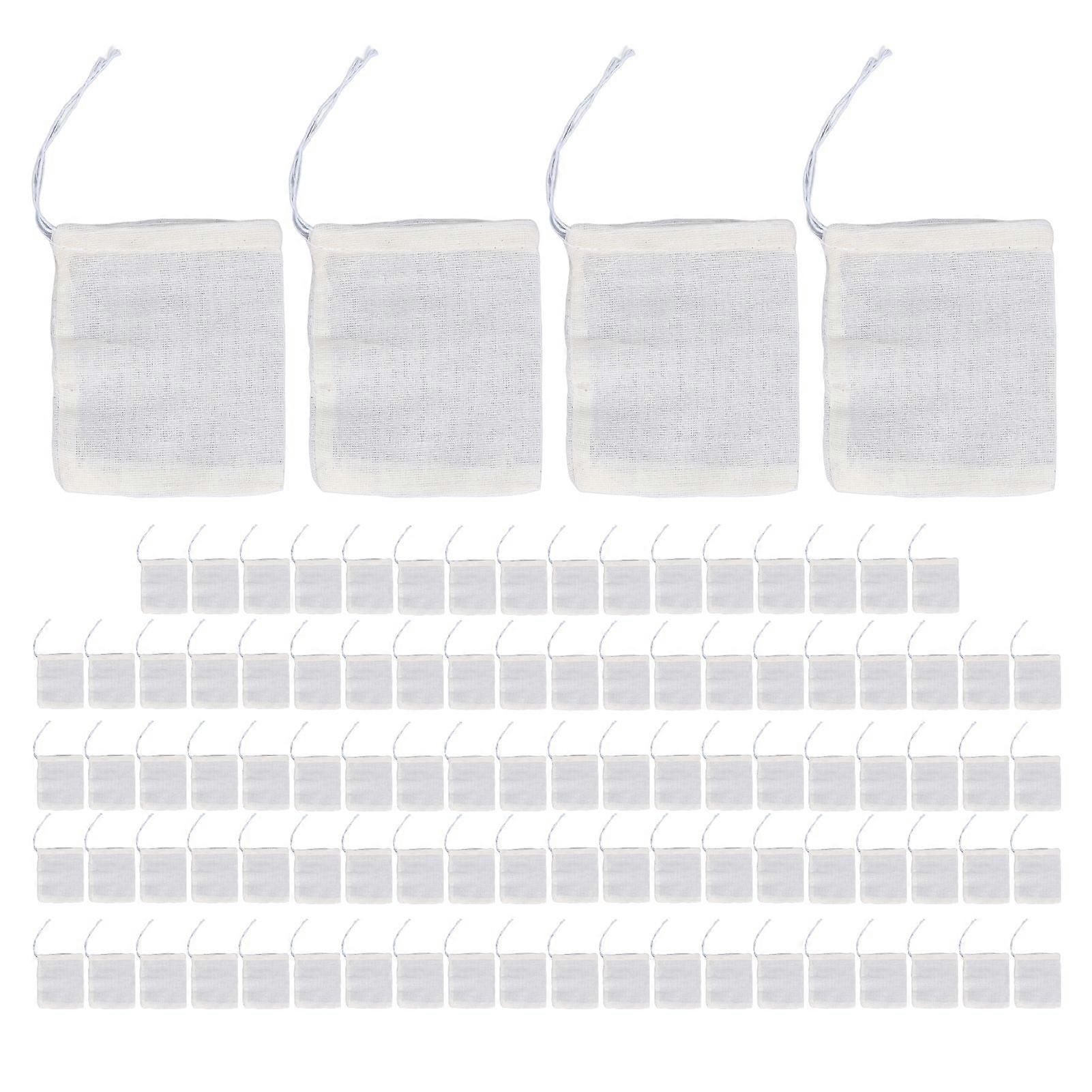 100Pcs Drawstring Cotton Bags 8cmx10cm Reusable Filter Tea Residue Environmentally Friendly Tea Filter Bag