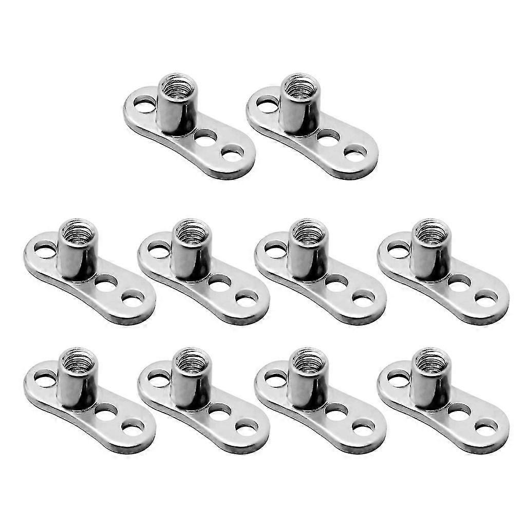 10x Body Piercing Jewelry 3-Hole Grade 23 for Titanium Bases Piercings Dermal An