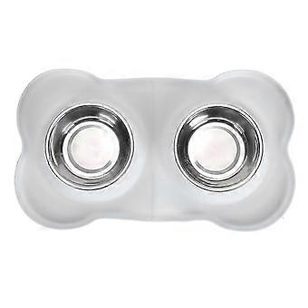 Gamelles doubles pour animaux de compagnie, en acier inoxydable, antirouille, pour chien, eau et nourriture, avec base en TPR, pour chat