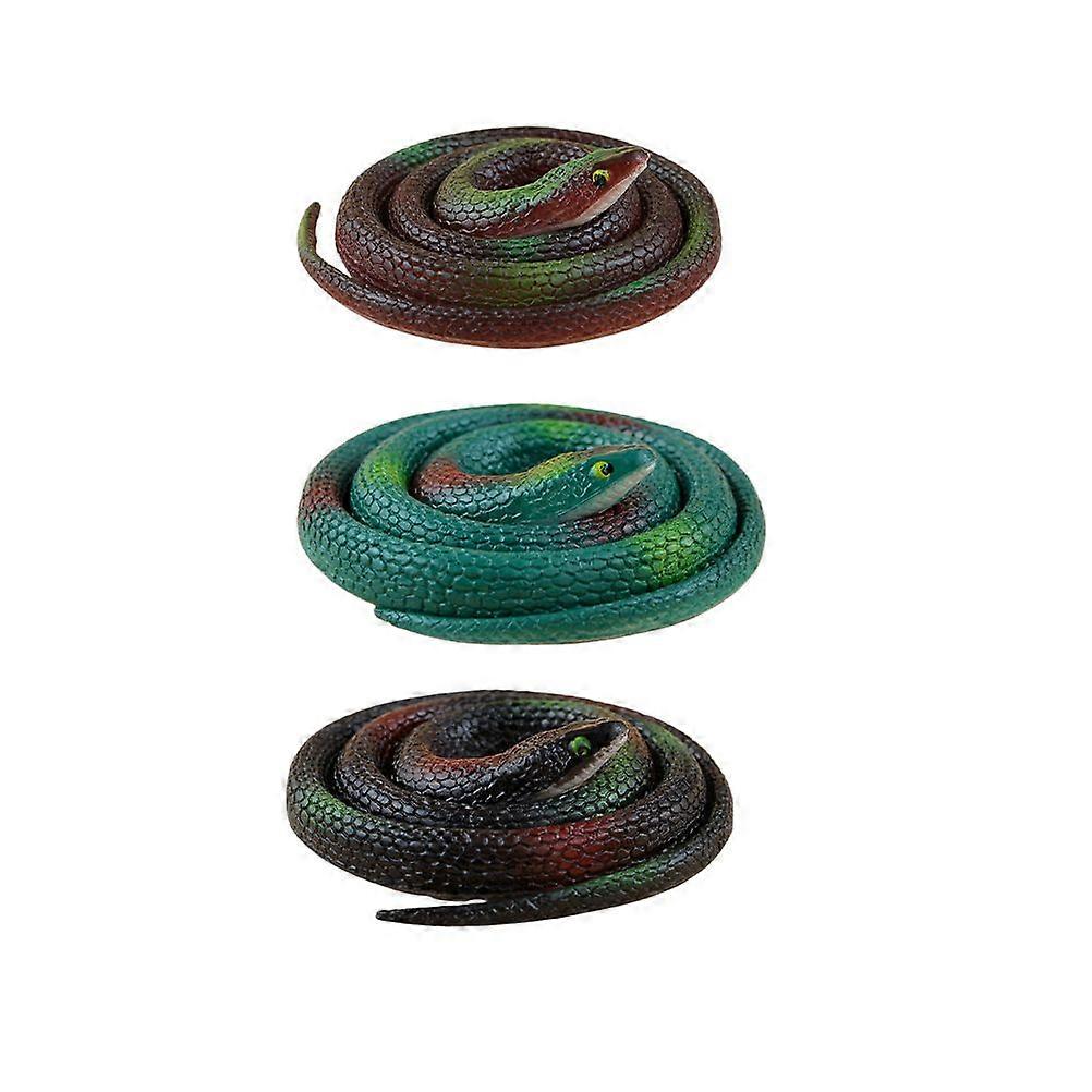 3pcs Lifelike Artificial Snake Rubber Snakes Simulation Snake Playthings Eco-friendly Tricky Snake Toys Novel Tricky Toys Brownness Black Random Color