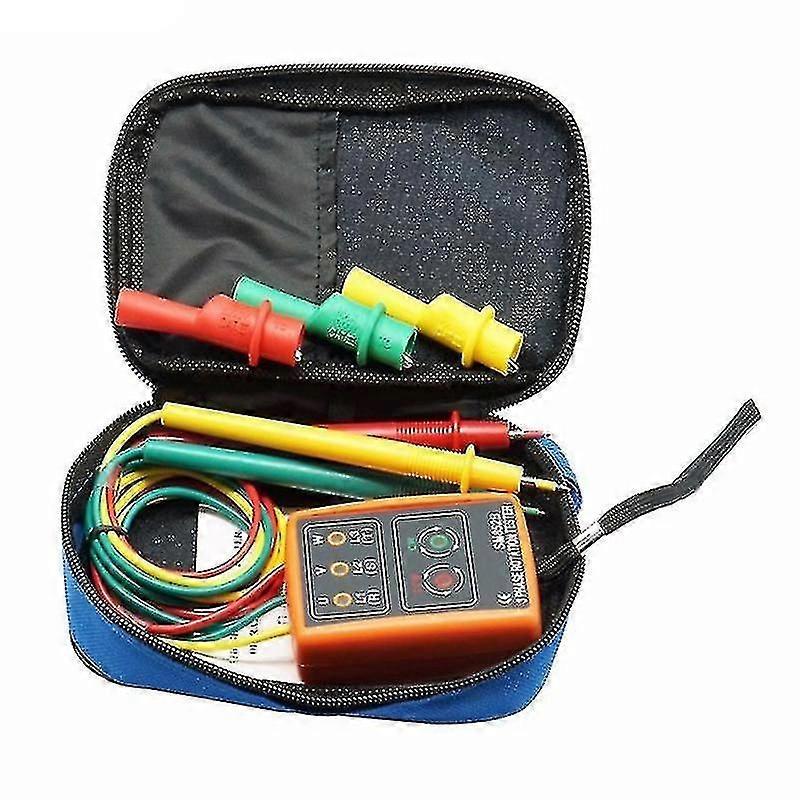 New 3 Phase Sequence Rotation Tester Indicator Detector Meter Led Buzzer With Portable Pouch Td-led