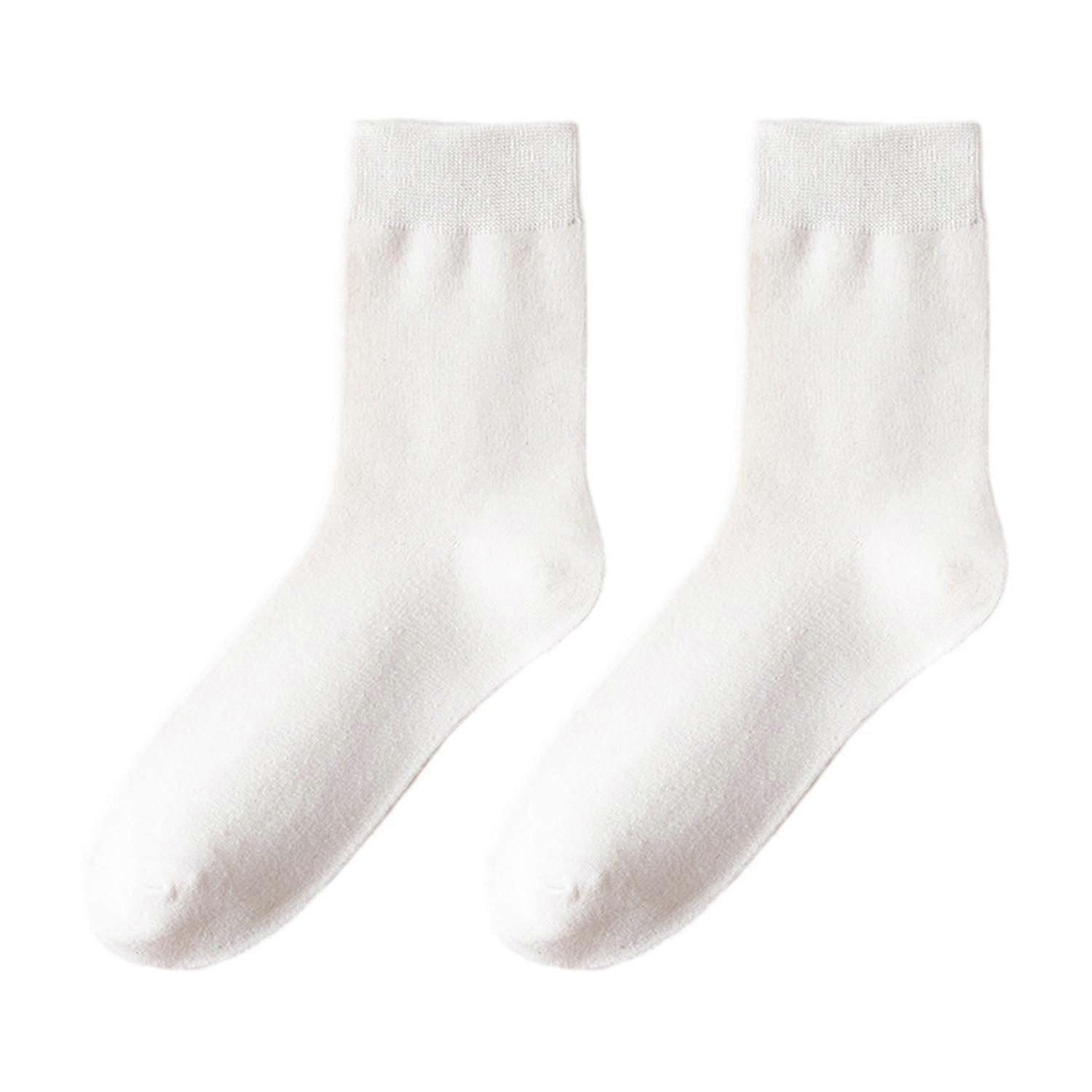1 Pair Women Socks Mid-tube No Odor Retro Solid Color High Elasticity Anti-slip Breathable Soft