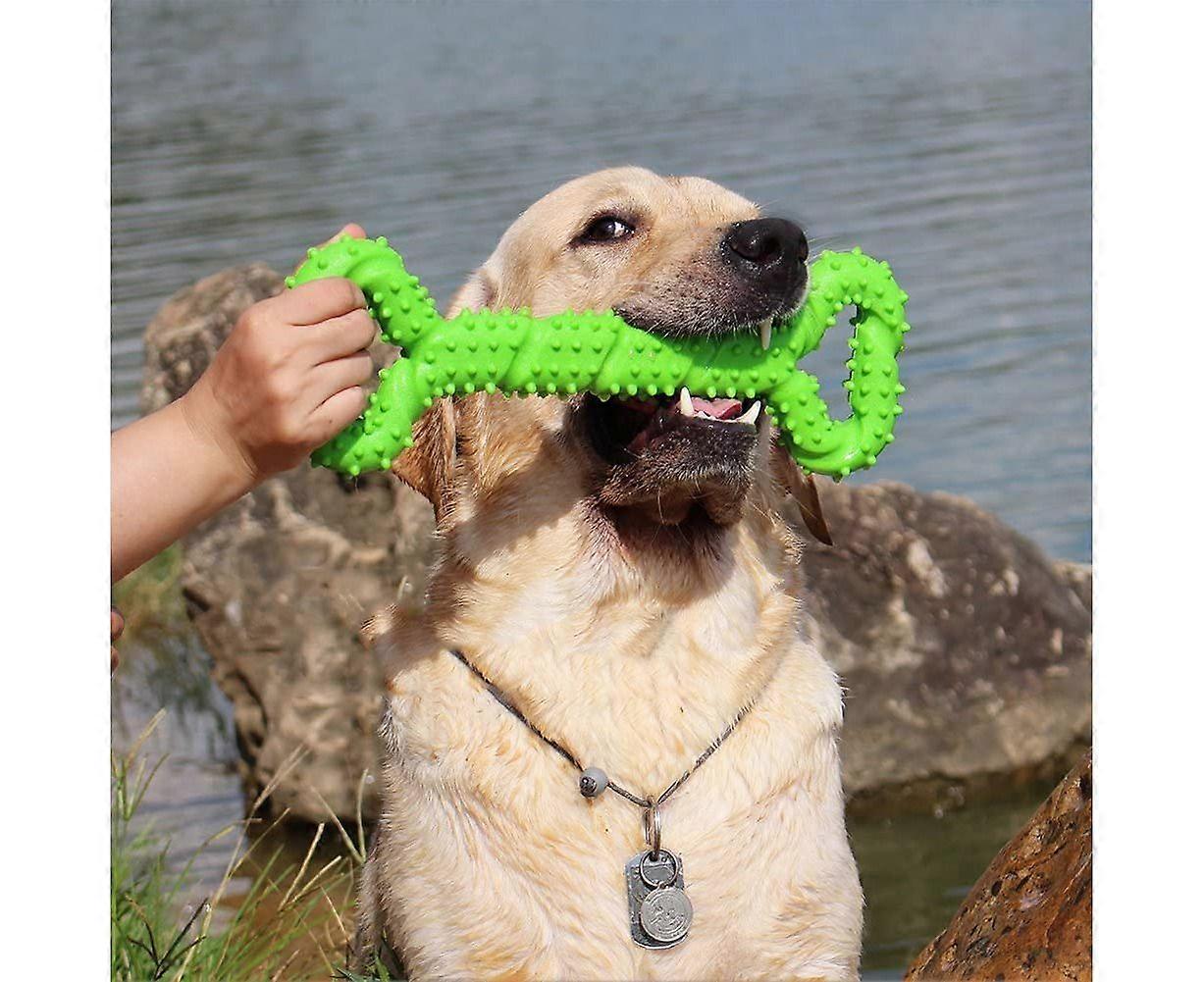 Dog Chew Toys Resistant Rubber 13 Inch Bone Dog Shaped Puppies Toy with Convex Design Solid Interactive Dog Toy for Aggressive Chewers Small and Large