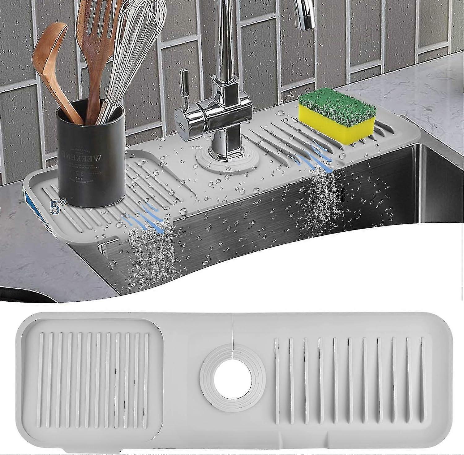 Non-Slip Silicone Sink Splash Guard Mat | Absorbent Kitchen Faucet Protector