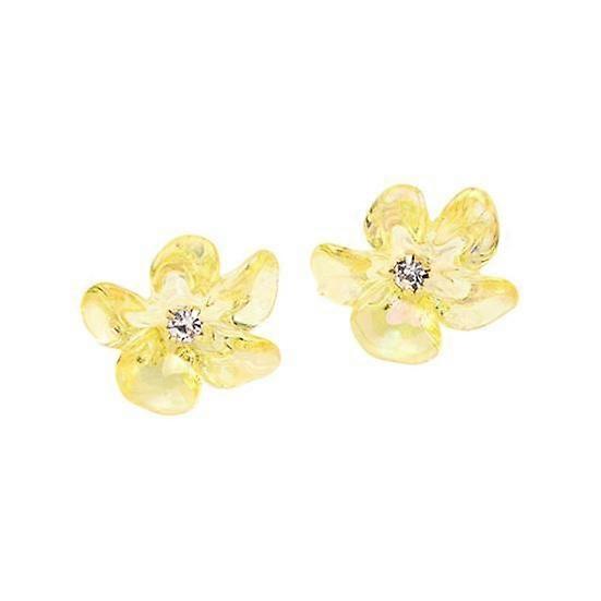1 par de brincos de orelha femininos com flores, irregulares, transparentes, com pétalas pequenas, para decoração de strass, para encontros e bailes de formatura