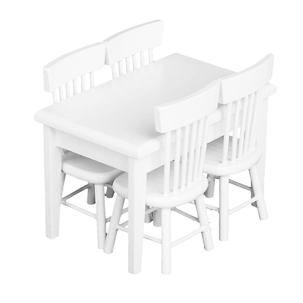 Maison de poupées miniature Salle à manger Meubles Chaises en bois Ensemble - Blanc