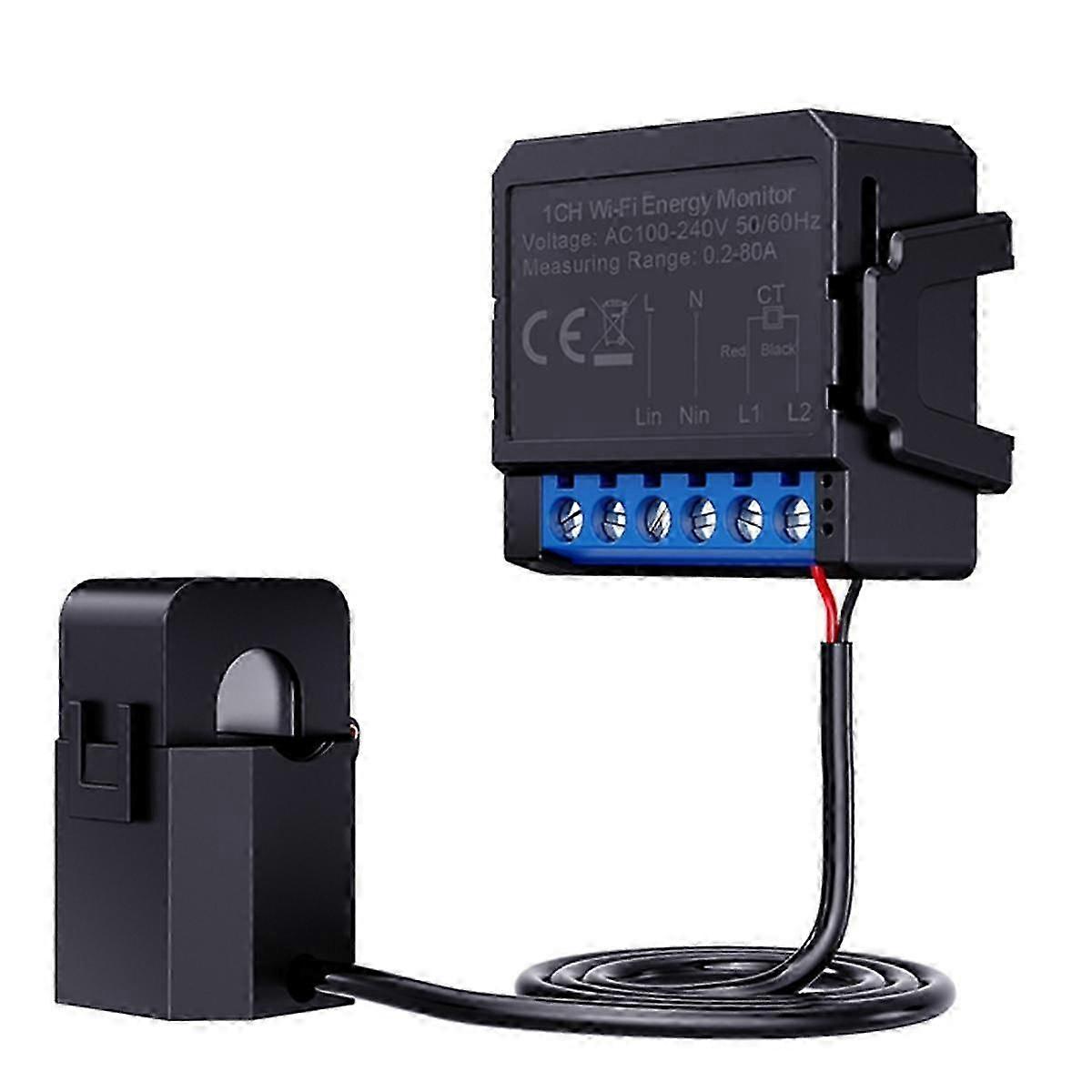 Tuya WiFi Smart Energy Meter,Clamp KWh Power Production Consumption Bidirectional Monitoring Meter JN