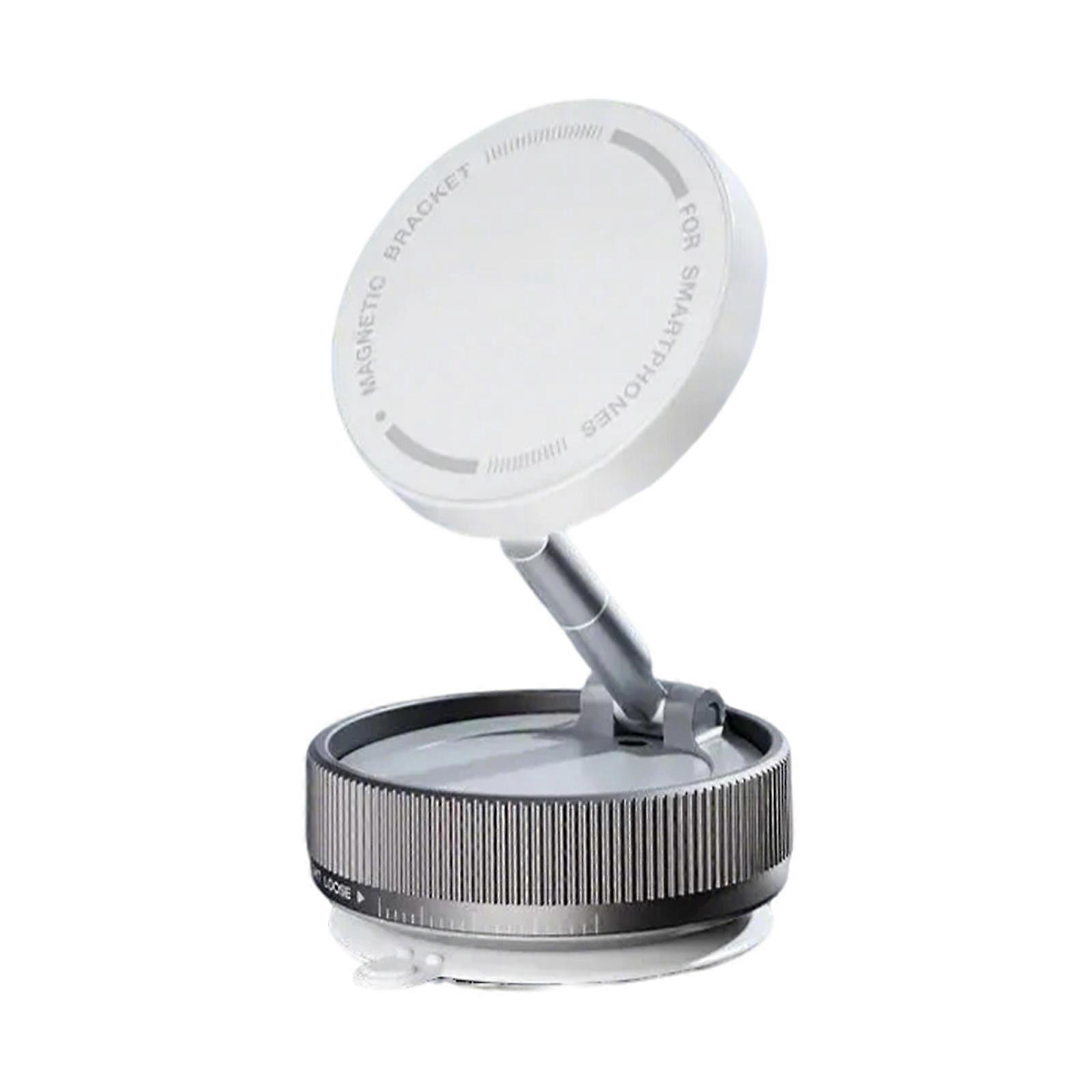 Secure Car Windshield Grip Vent Phone Bracket Magnetic Stand Vacuum Suction 360 Degree Rotation Adjustable Viewing Angle  White