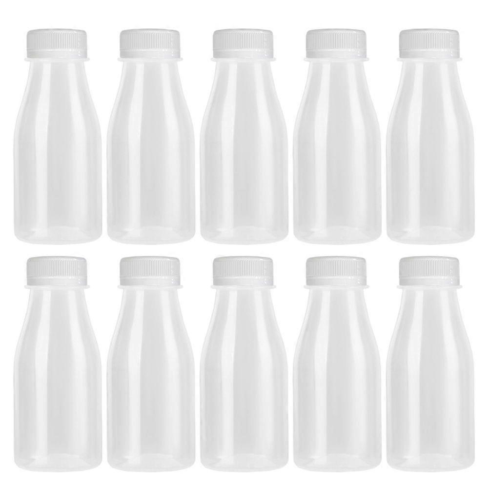 10pcs Milk Bottles with Lids Thickened Yogurt Bottles Multipurpose Beverage Bottles