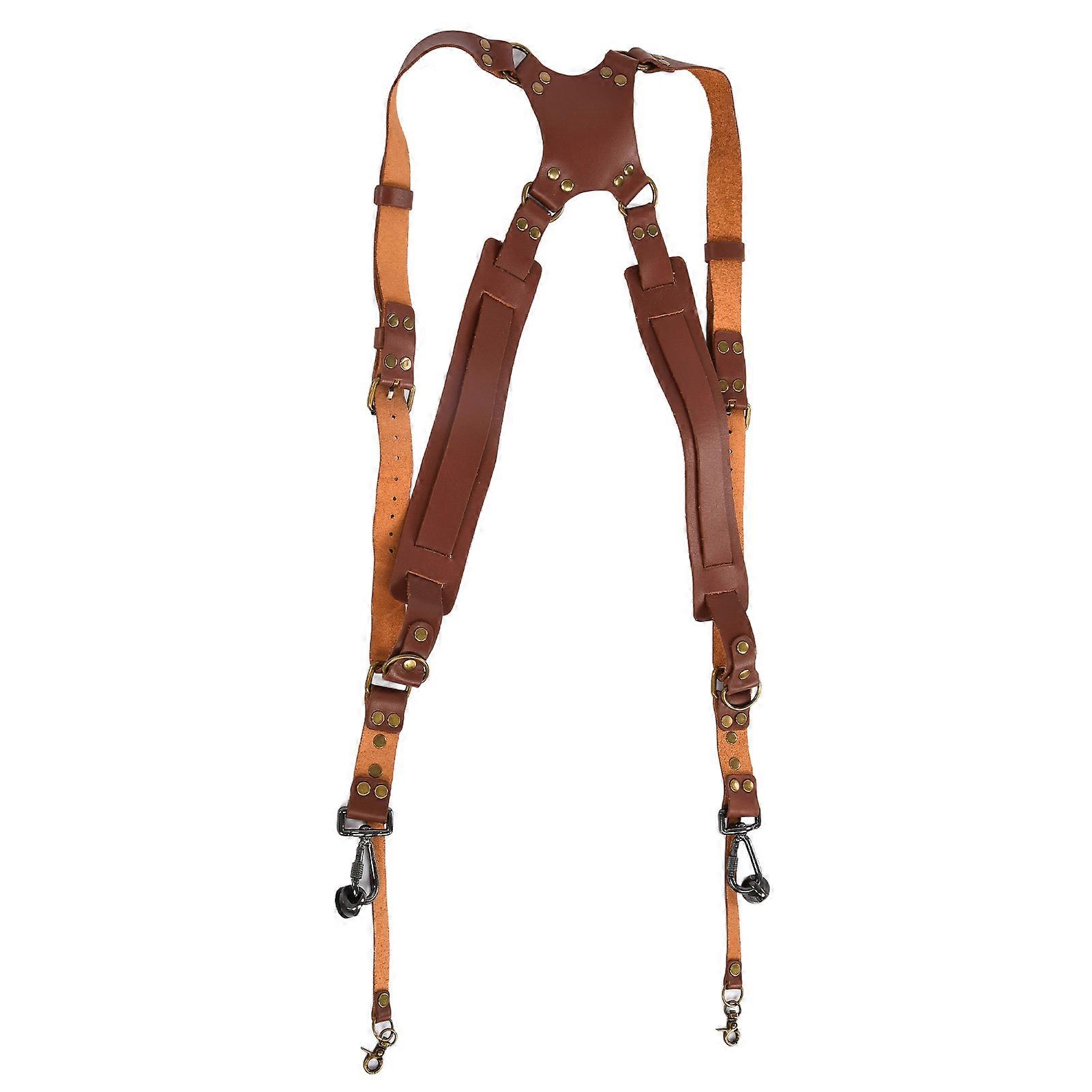 Leather Camera Strap Dual Shoulder Snapshot Harness Adjustable Multifunctional Camera Accessories for SLR Camera