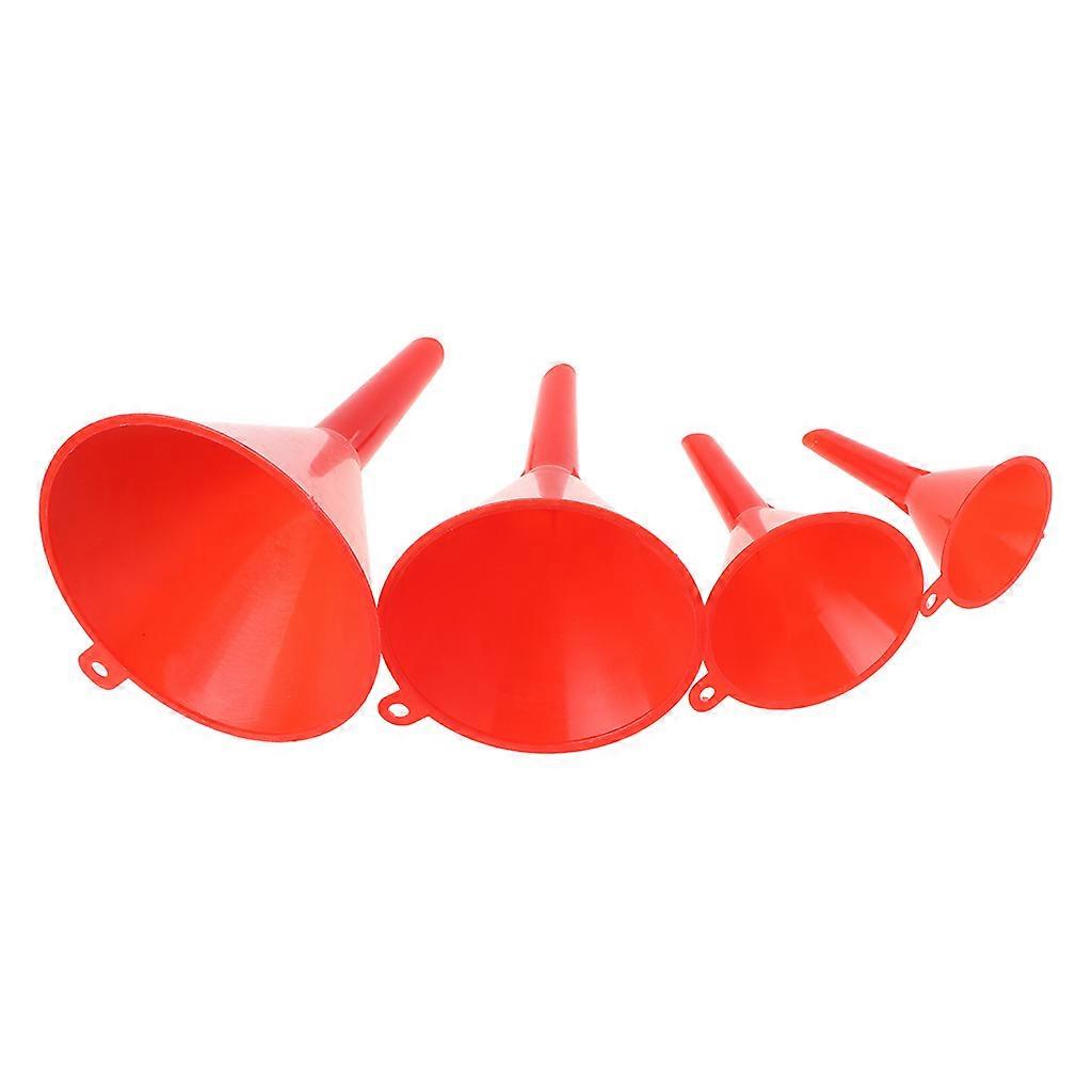 4pcs Multi-Function Refueling Funnel Gasoline Engine Oil Additive Motorcycle Farm Machine Funnel Filling Spout Pour Tool Red