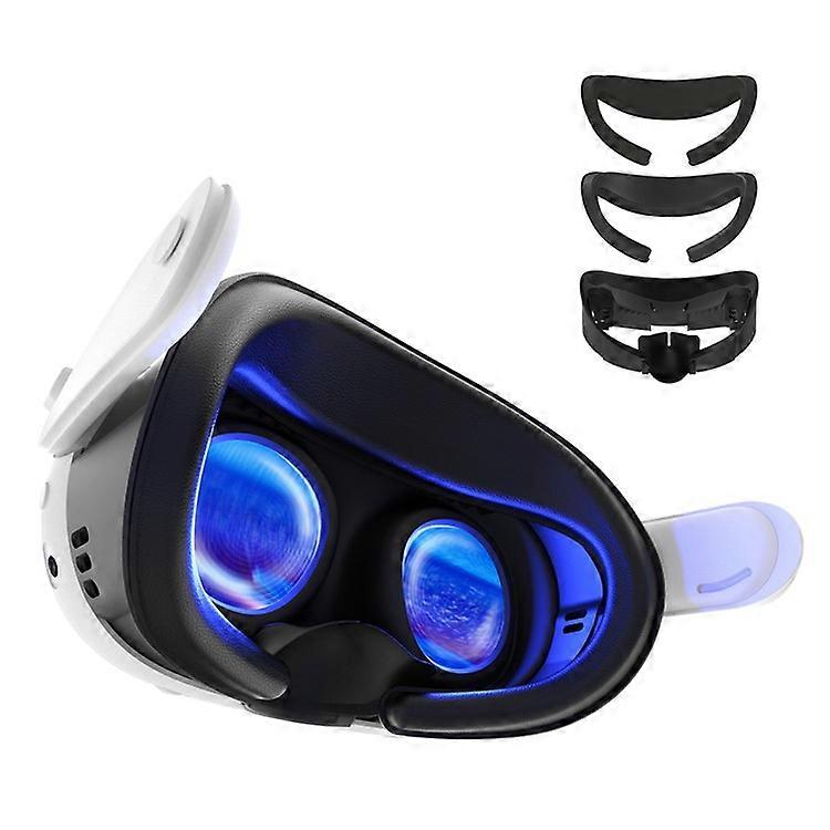 AMVR VR Headset Face Cushion Cover Compatible For Meta Quest 3 Leather+Ice Silk Eye Mask Face Pad