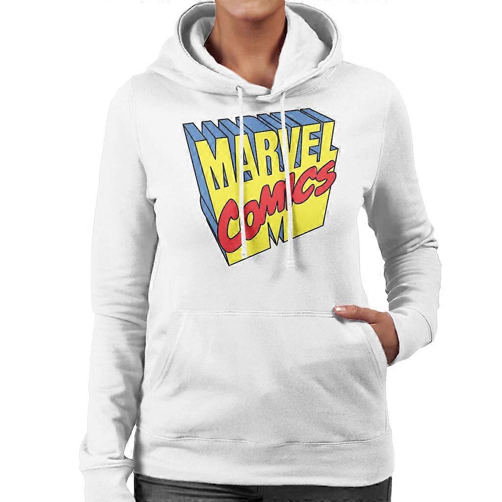 Marvel Comics 1990s 3D Perspective Logo Women's Hooded Sweatshirt