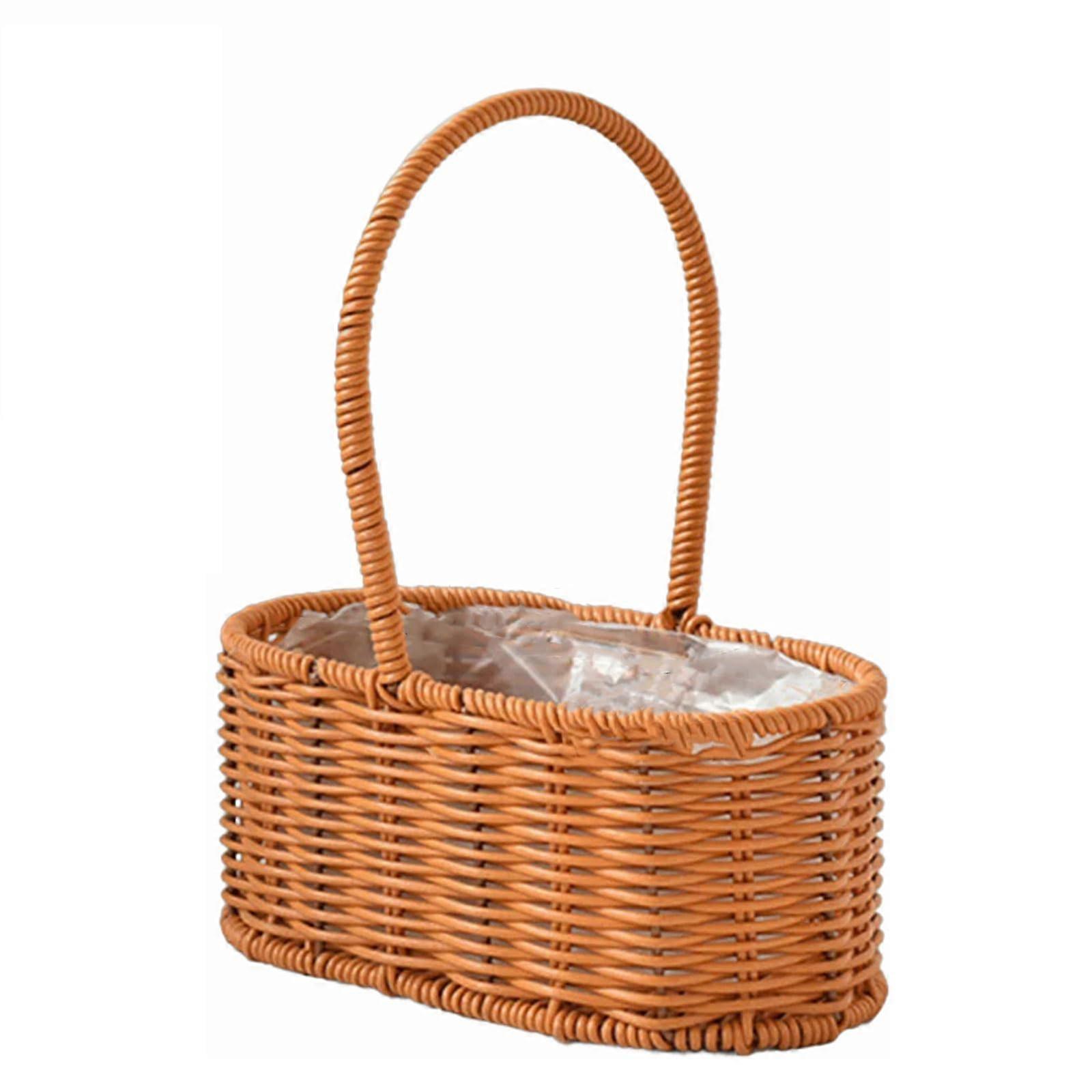 Handwoven Rattan Round Basket for Wedding Decorations