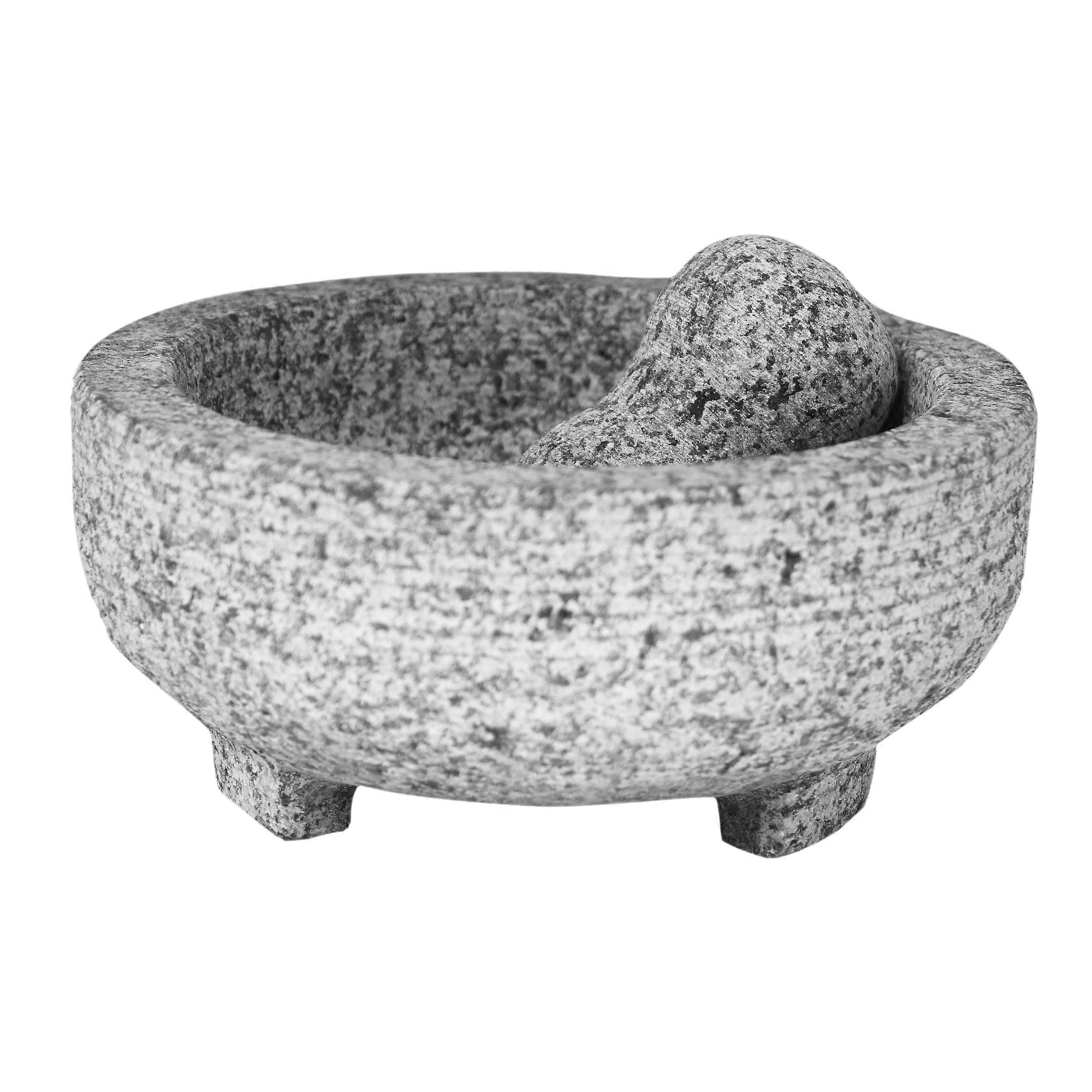 الجرانيت الرمادي Molcajete هاون ومدقة لطحن وخلط حجم 4 أكواب