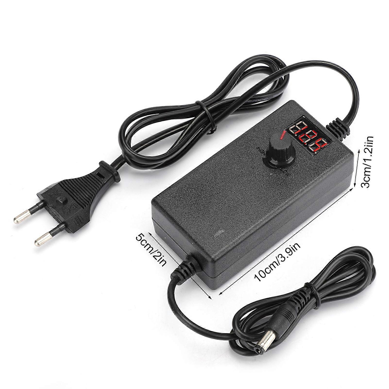 Adjustable 3-12V 3A Power Supply Adapter with Display Screen 10x5x3cm