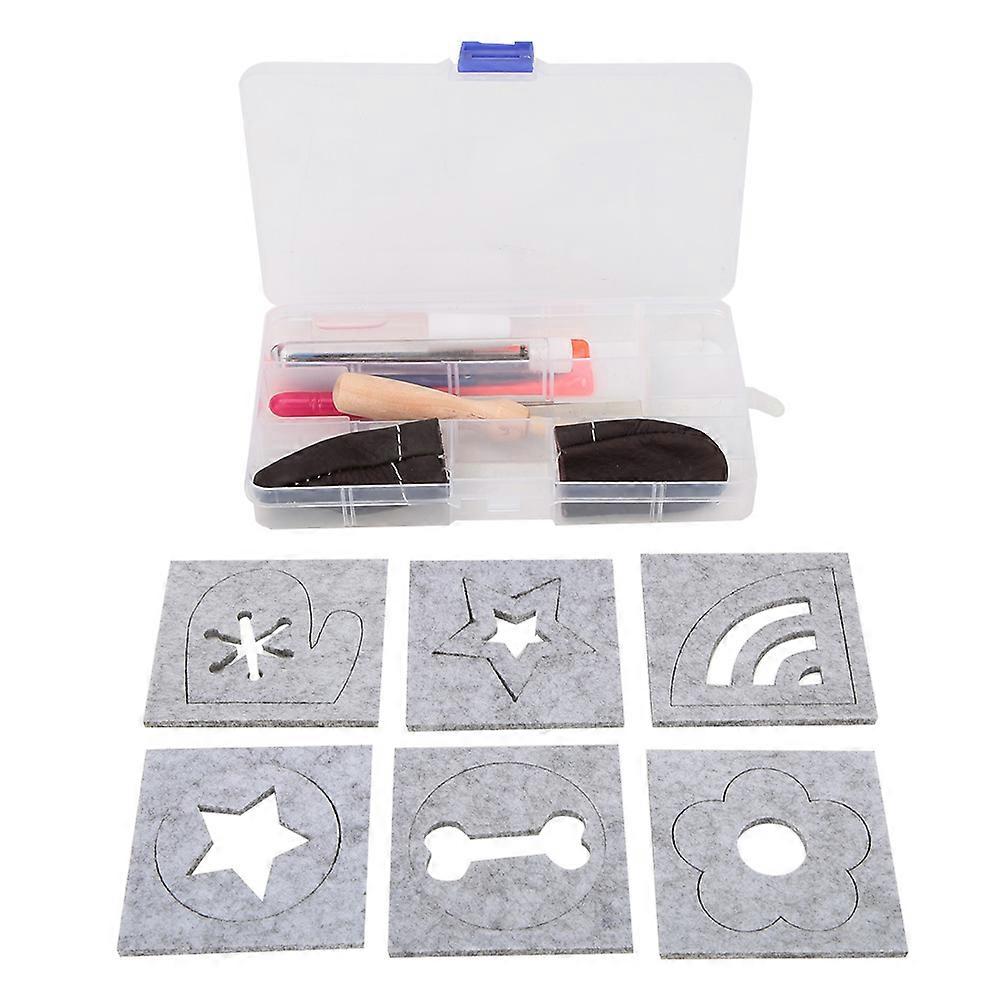 DIY HandCraft Wool Felting Tool Set Needle Felting Craft with 6 Mold Scissors Awl Tool Kit