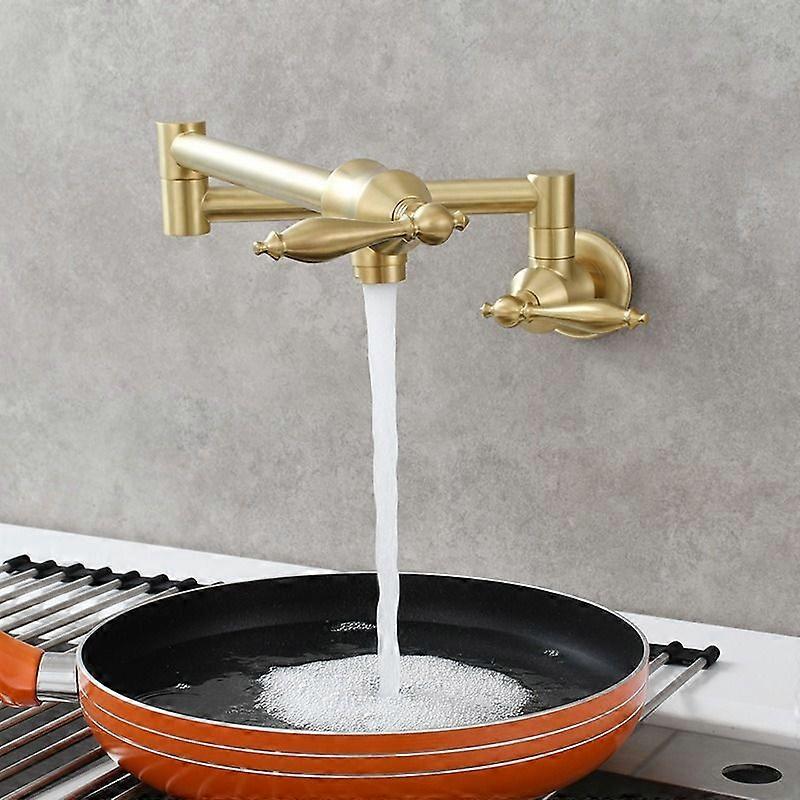 Kitchen Folding Faucet Double Switch Wall Faucet Balcony Wash Basin Faucet