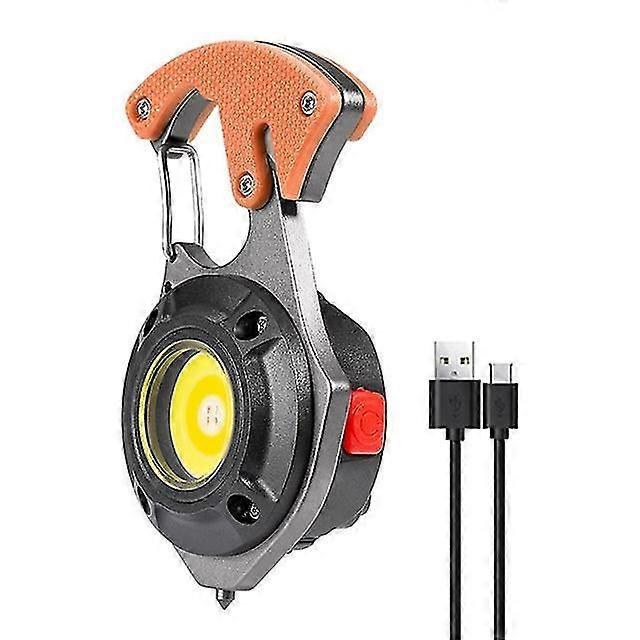 LED Micro Flashlight Pocket Keychain Flashlights USB Rechargeable Torch Strong Magnet Screwdriver Hammer Outdoor Emergency Lamp