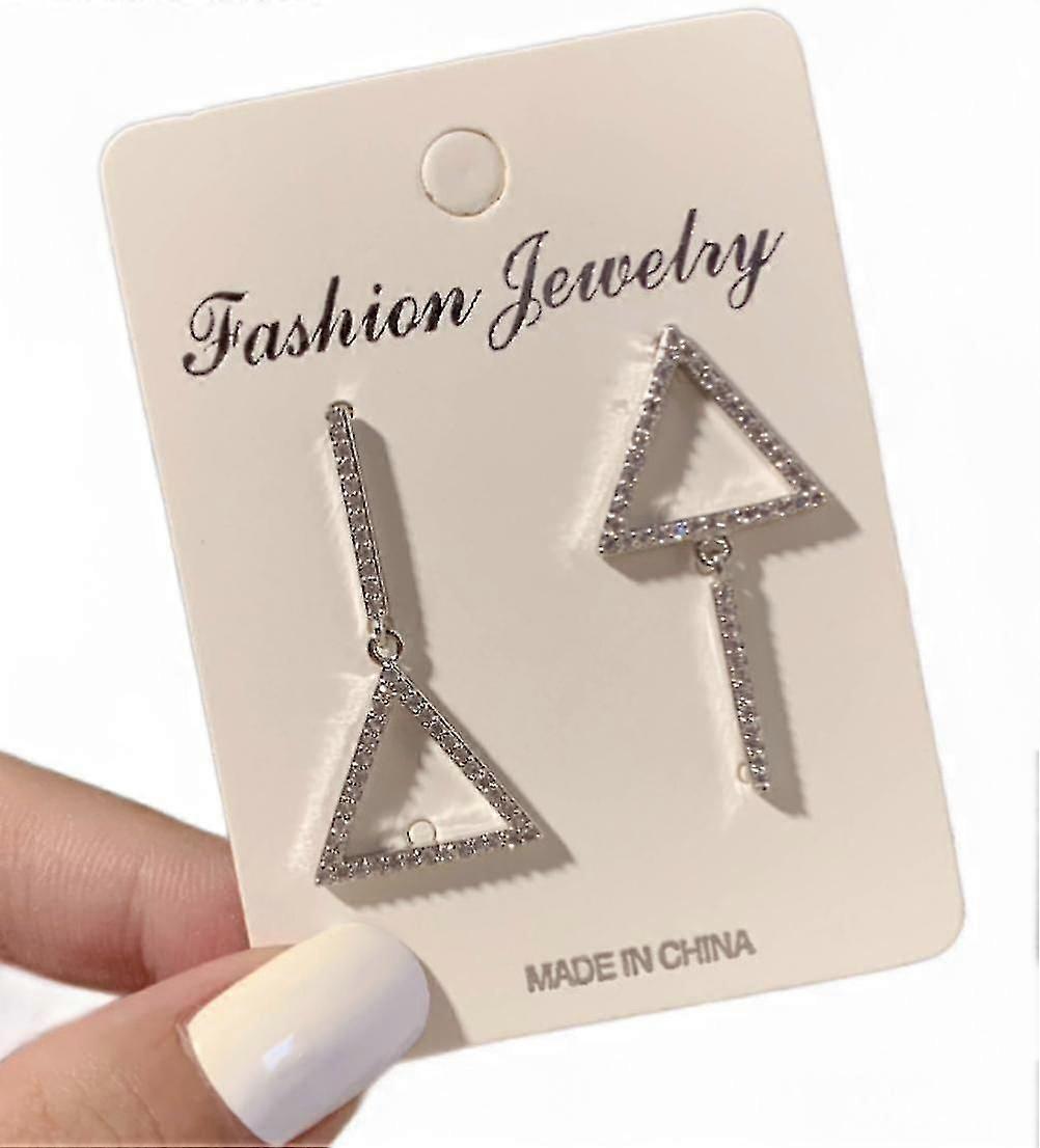 (long Triangle Silver Stud Earrings