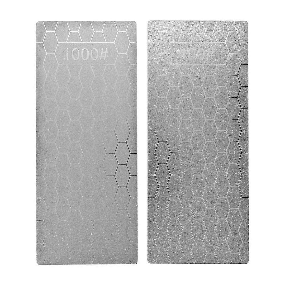 2PCS Diamond Sharpening Stone, Whetstone Honeycomb Surface Diamond Sharpener Plate with Non-Slip Base(400/1000 Grit)