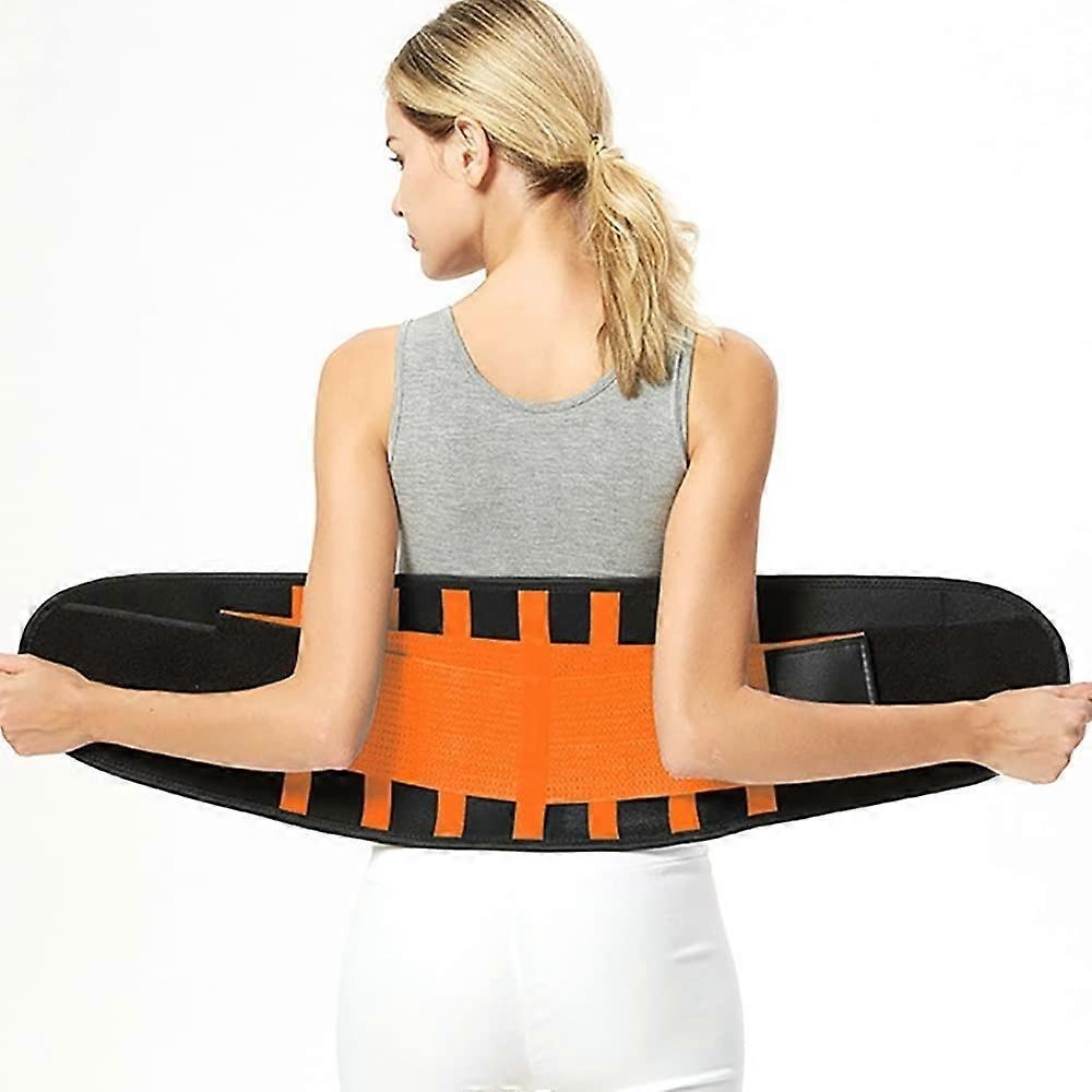 Lumbar Support Belt Waist Back Brace Posture Correction Spinal Decompression for Scoliosis Sciatica Herni (Orange-XL)