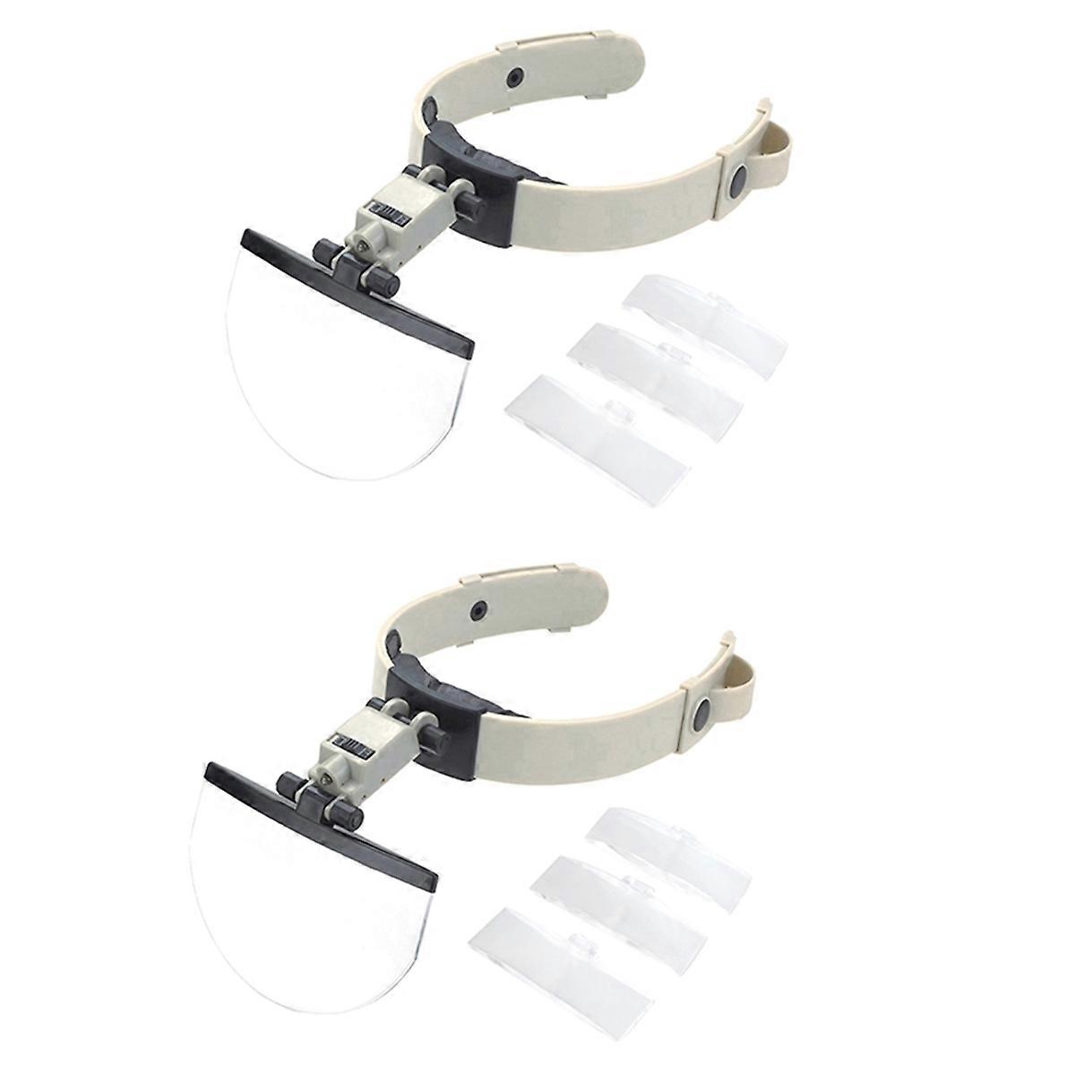 2Set Headband Magnifier Eye Glasses Magnifying with Led Lights Loupe