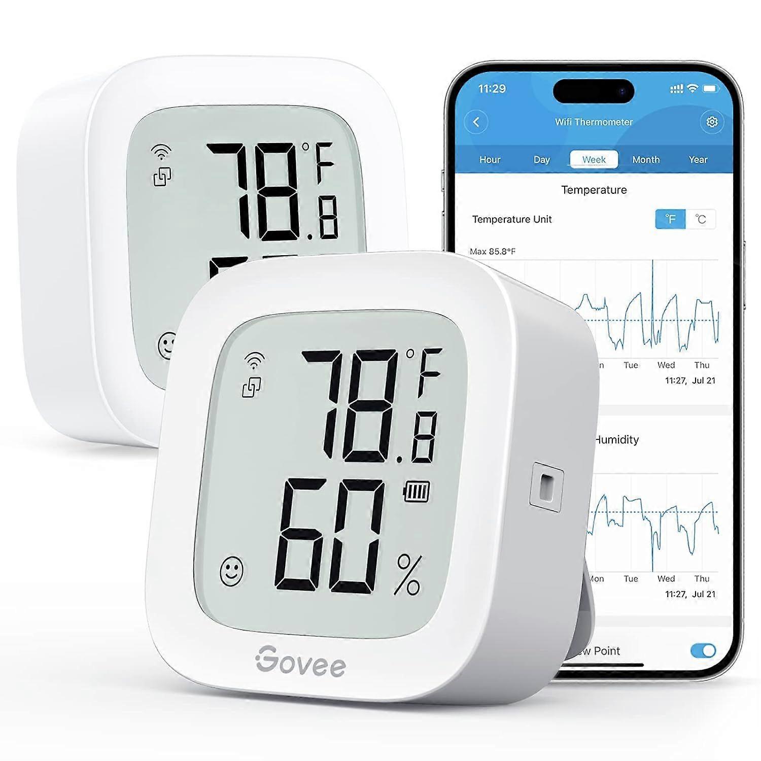 2025 Latest Model  WiFi Thermometer Hygrometer 2Pack H5103, Indoor Temperature
