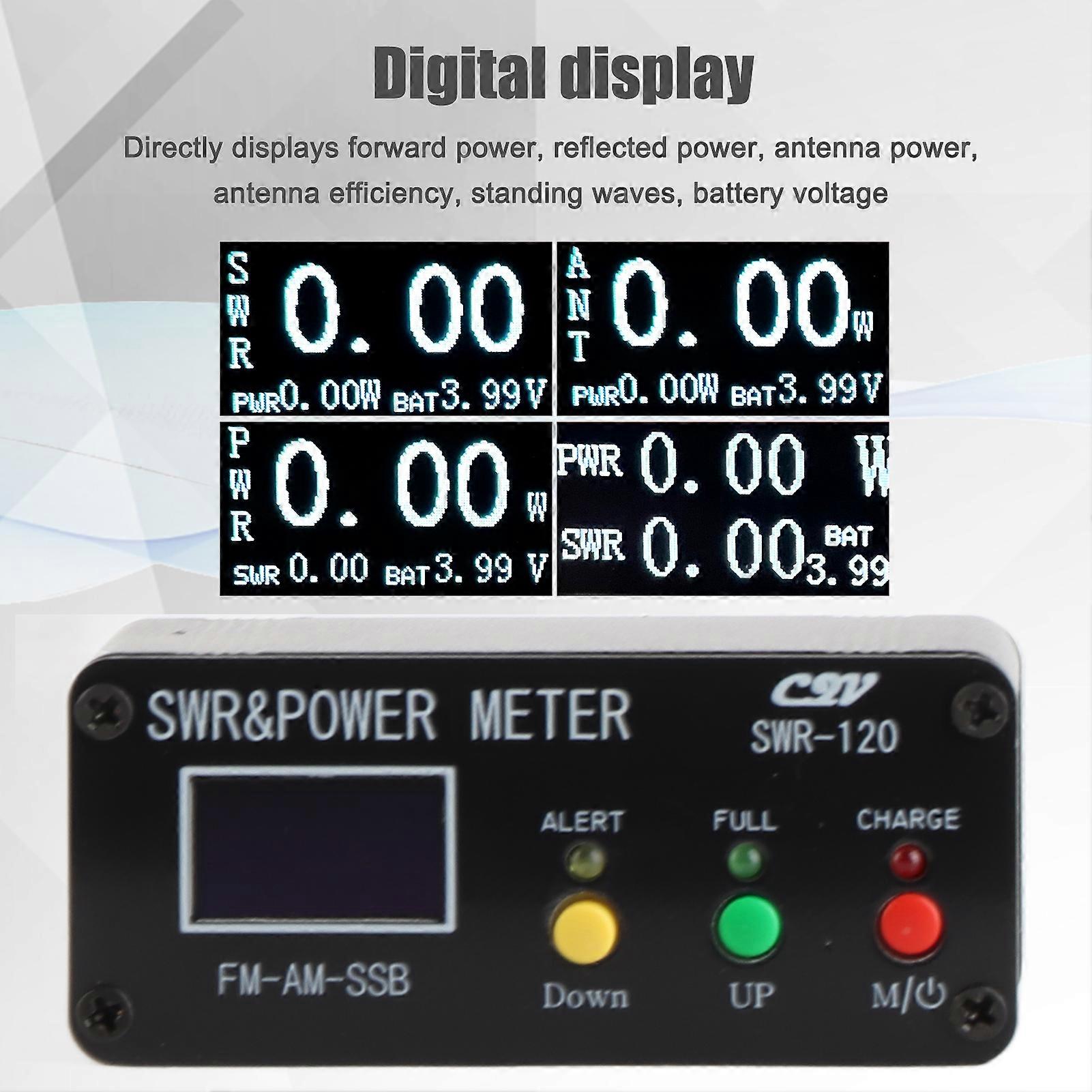 120W SWR and Power Meter Digital Display 1.8MHz SWR Tester with Buzzer Alarm Multiple Interface