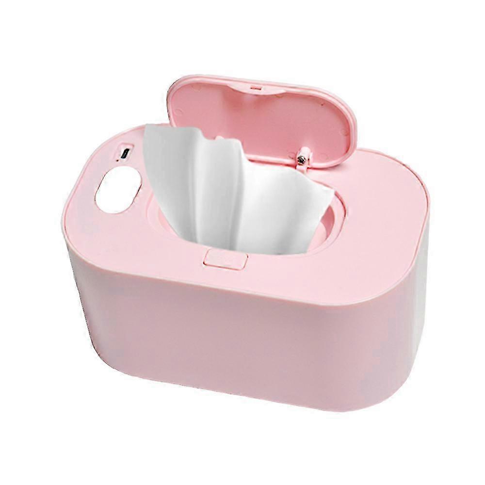 Baby Wipe Warmer Large Capacity USB Powered Wet Wipes Dispenser with Constant Temperature Heating-Pink