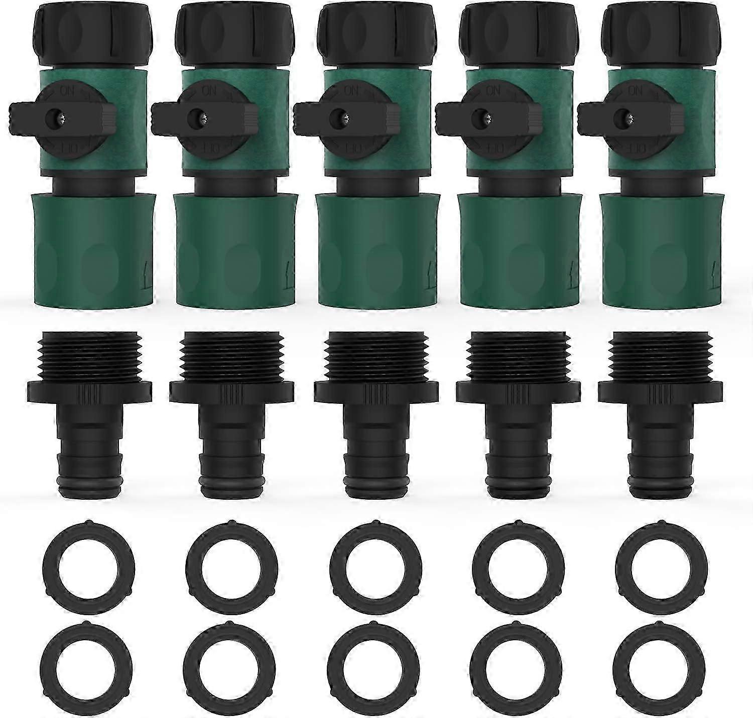 Hose Quick Connector, 5 Sets 10 PCS 3/4 Inch Garden Hose Fitting Quick Connector