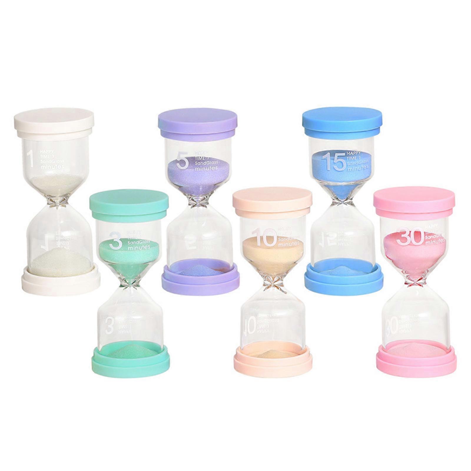 Colorful Hourglass Set, 6-color Hourglass Kit 1-Min 3Mins 5-Mins 10Mins 15Mins 30Mins Desktop-Decorative Timepieces