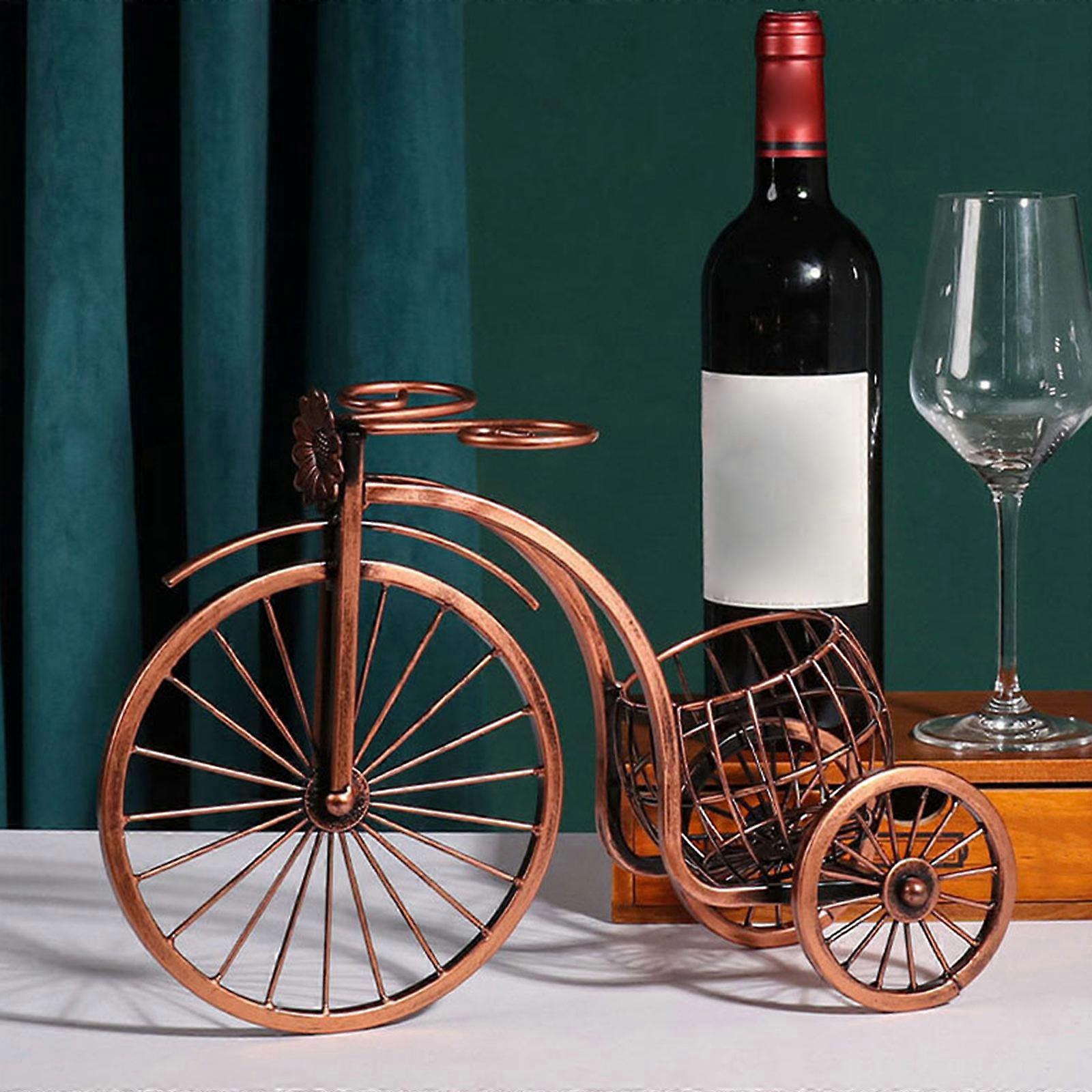 3-hjulig bilformad vinställ vinflaskhållare metall järnmaterial för bänkskiva skrivbord display enstaka flaskhållare flerfärgad