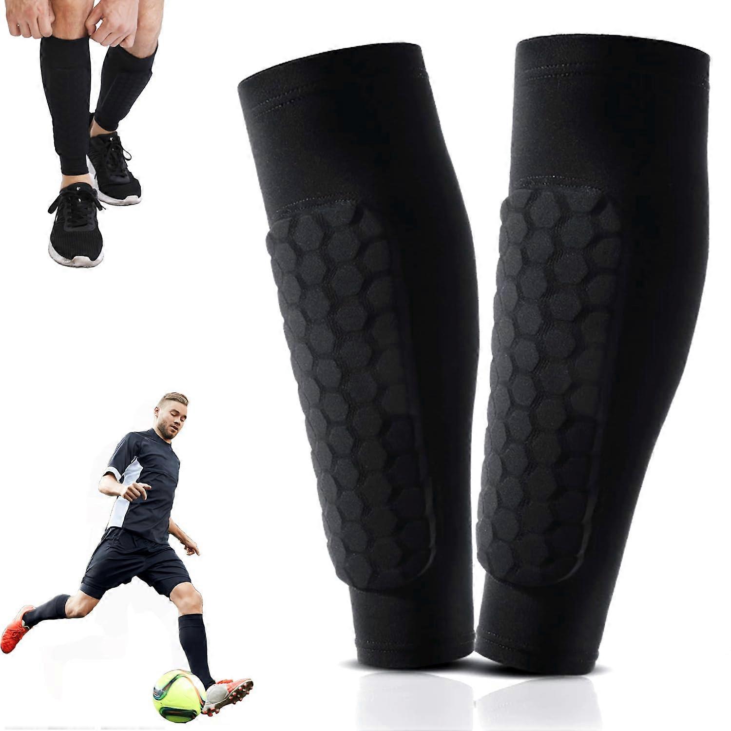 1 Pair of Shin Pads for Football, Sports with Honeycomb Pads, Long Breathable Elastic, for Men, Women, Teens