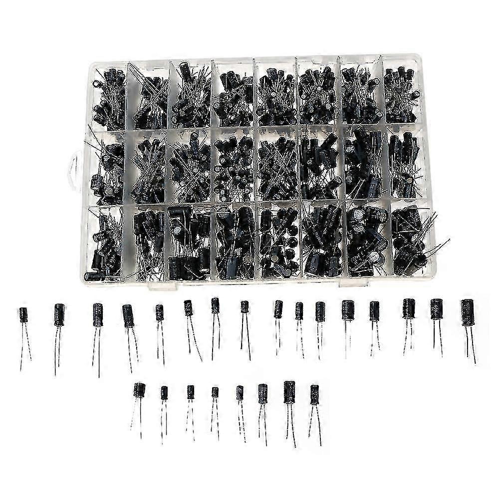 630-Piece 24-Value Electrolytic Capacitor Kit 0.1uF-1000uF for Electronics Projects, Circuit Repair