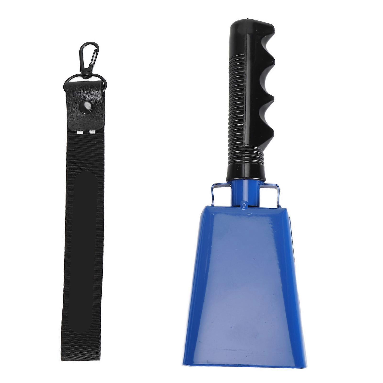 Cow Bell Noise Maker with Handle Loud Cheering Hand Bell Percussion Musical Instrument for Sporting Event Football Games Blue