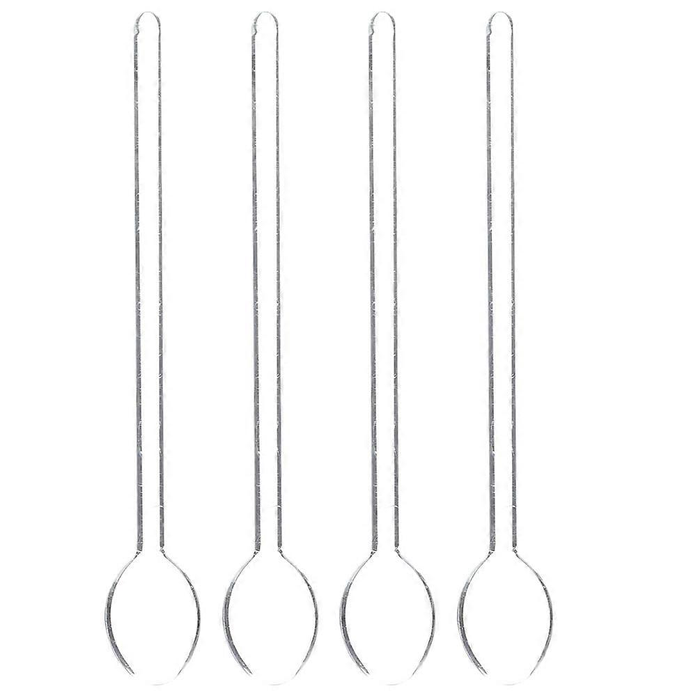 Clear Glass Stirring Spoons Set of 4 Heat Resistant Long Handle Mixing Spoons for Honey, Desserts, and Kitchen Use Ergonomic Non Slip Design