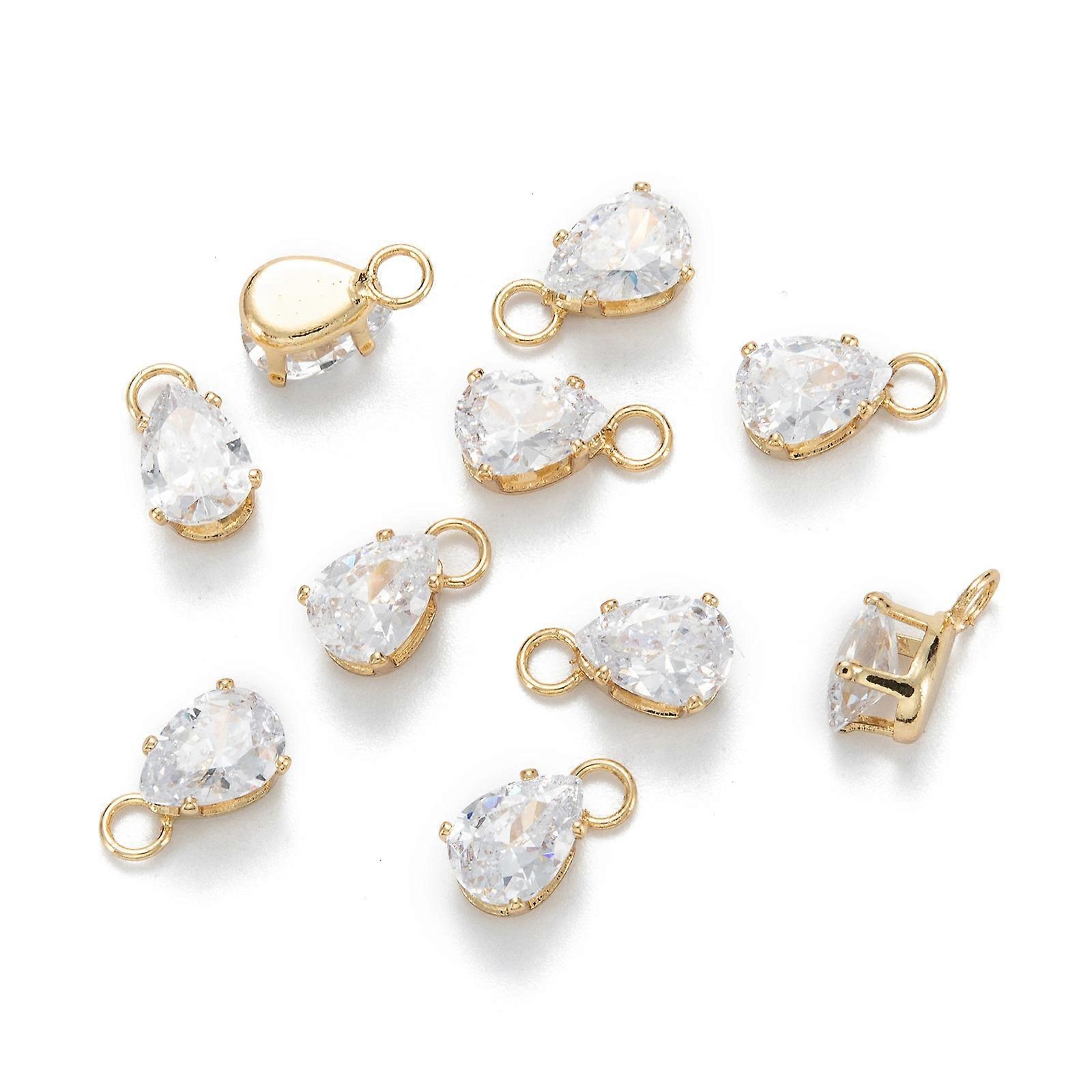 10pcs Brass Clear Cubic Zirconia Charms Charms for Women