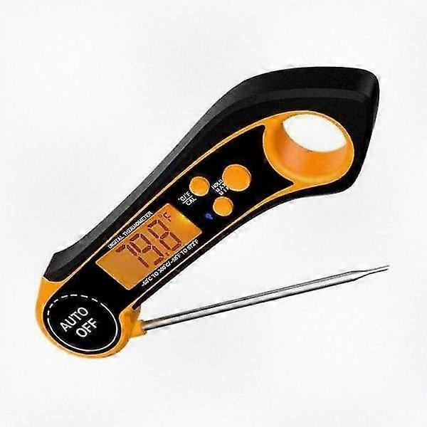 Foldable Instant Read Meat Thermometer with Orange Grip for Household Grill Cooking