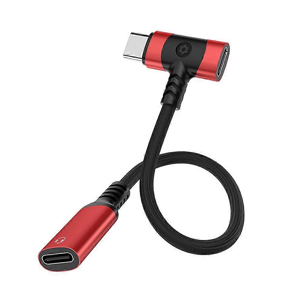 Red (C) $ Applicable to Huawei, Xiaomi, Samsung, Apple Type C earphone adapter cable digital chip two-in-one charging audio cable