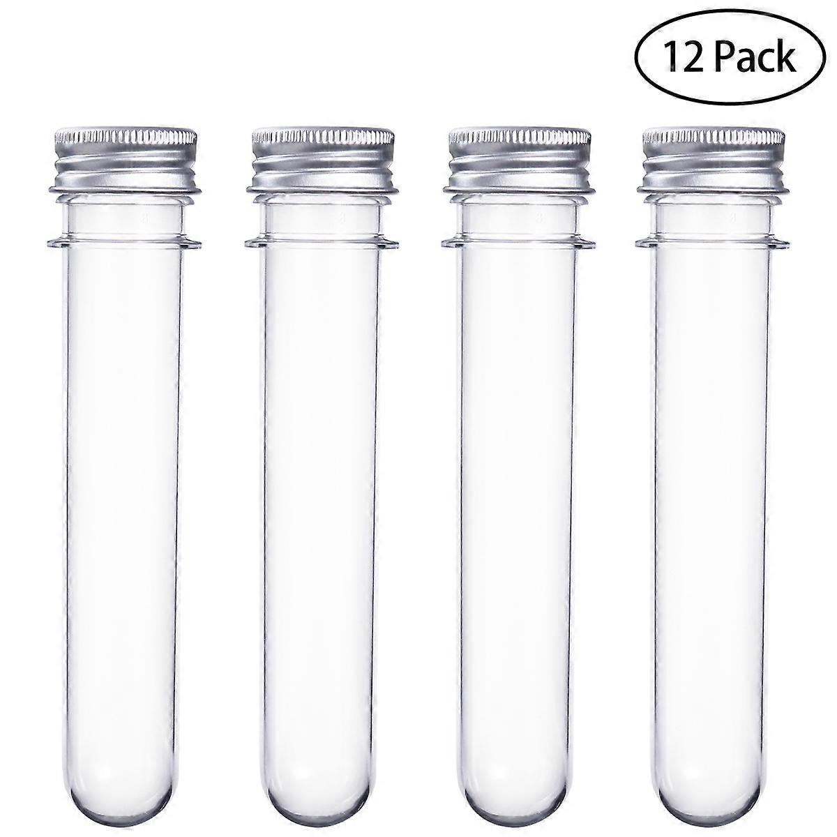 12pcs Transparent Plastic Test Tubes with Caps for Easy Storage of Liquids and Samples 40ml
